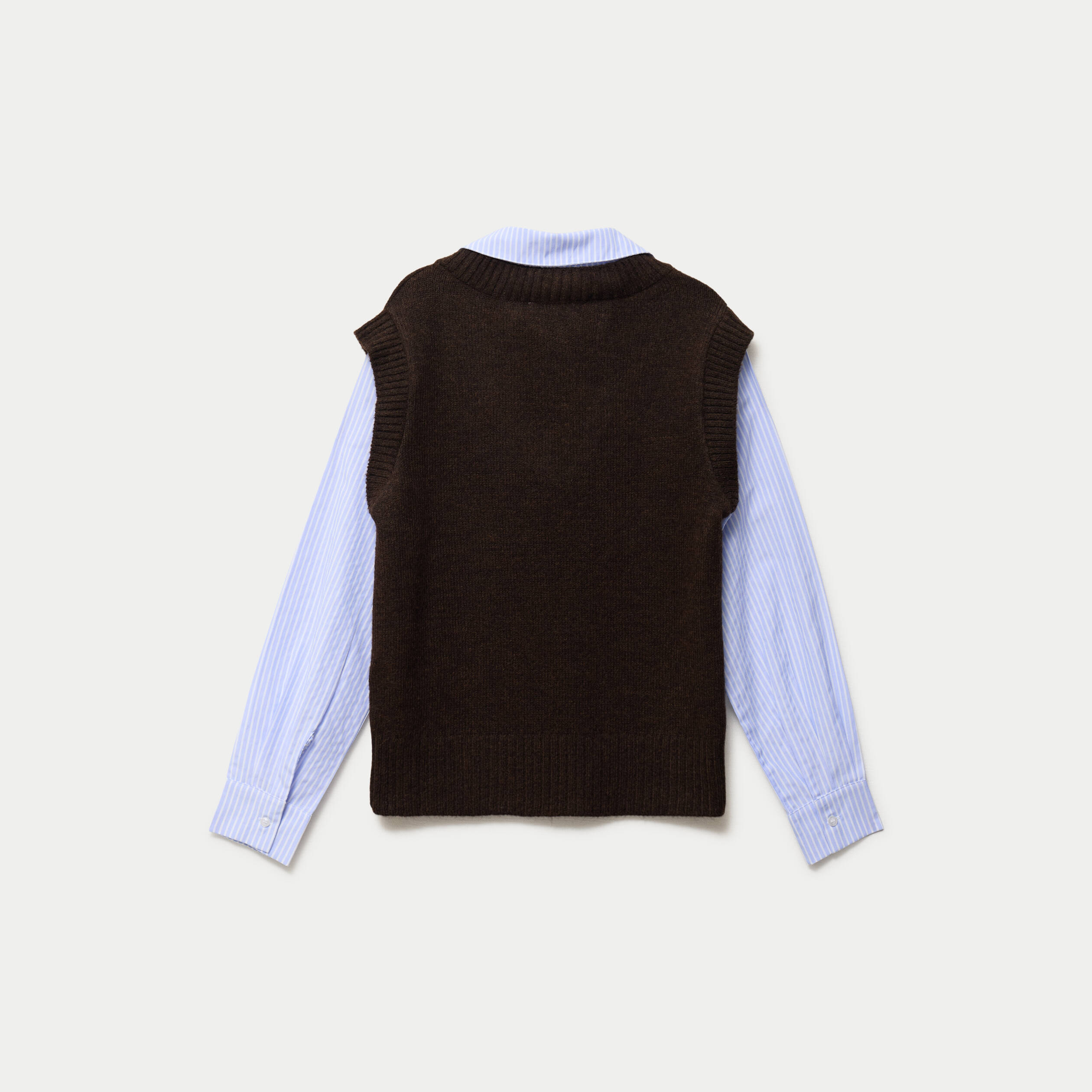 Pull chemise 2-en-1 marron femme