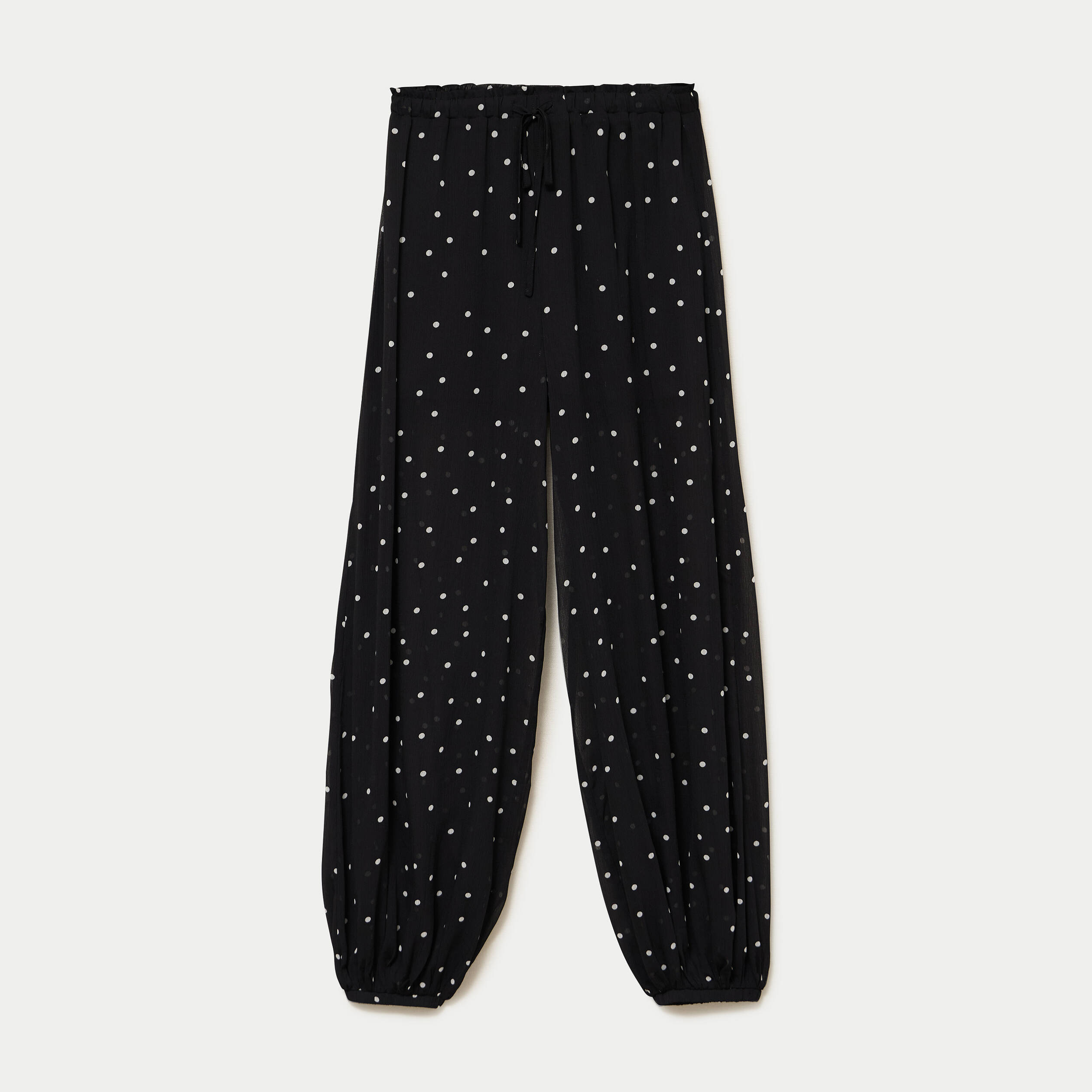 Pantalon large en voile taille standard noir femme
