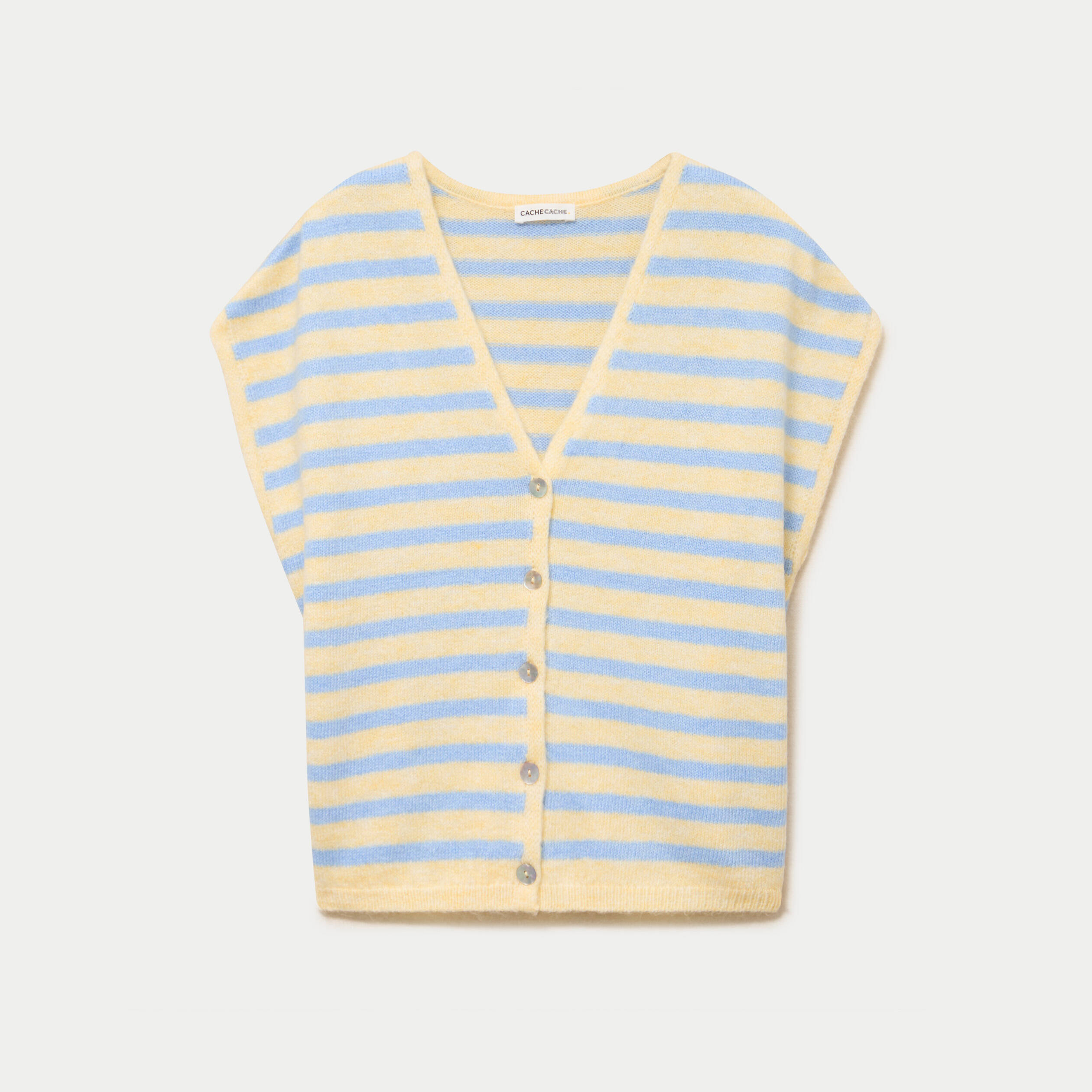 Gilet sans manches col v jaune femme