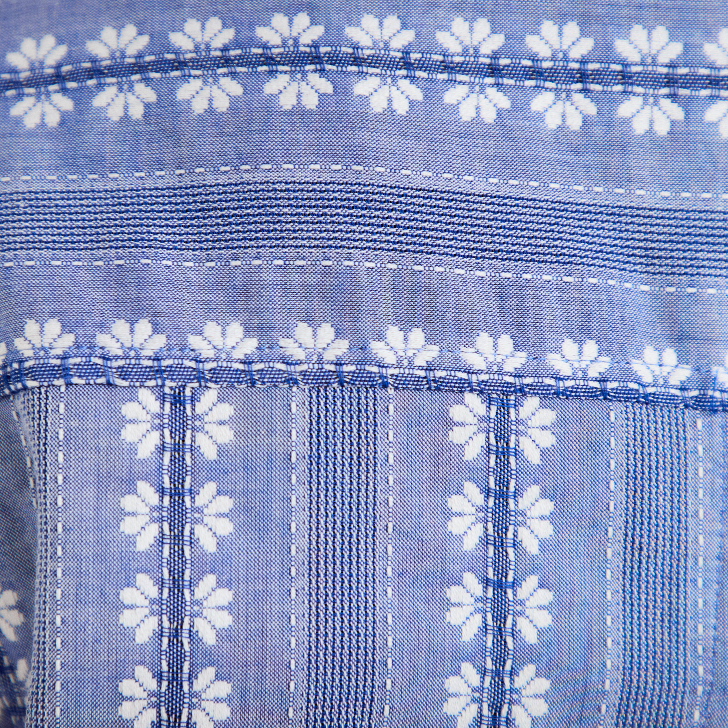 Chemise droite cropped col classique bleu gris femme