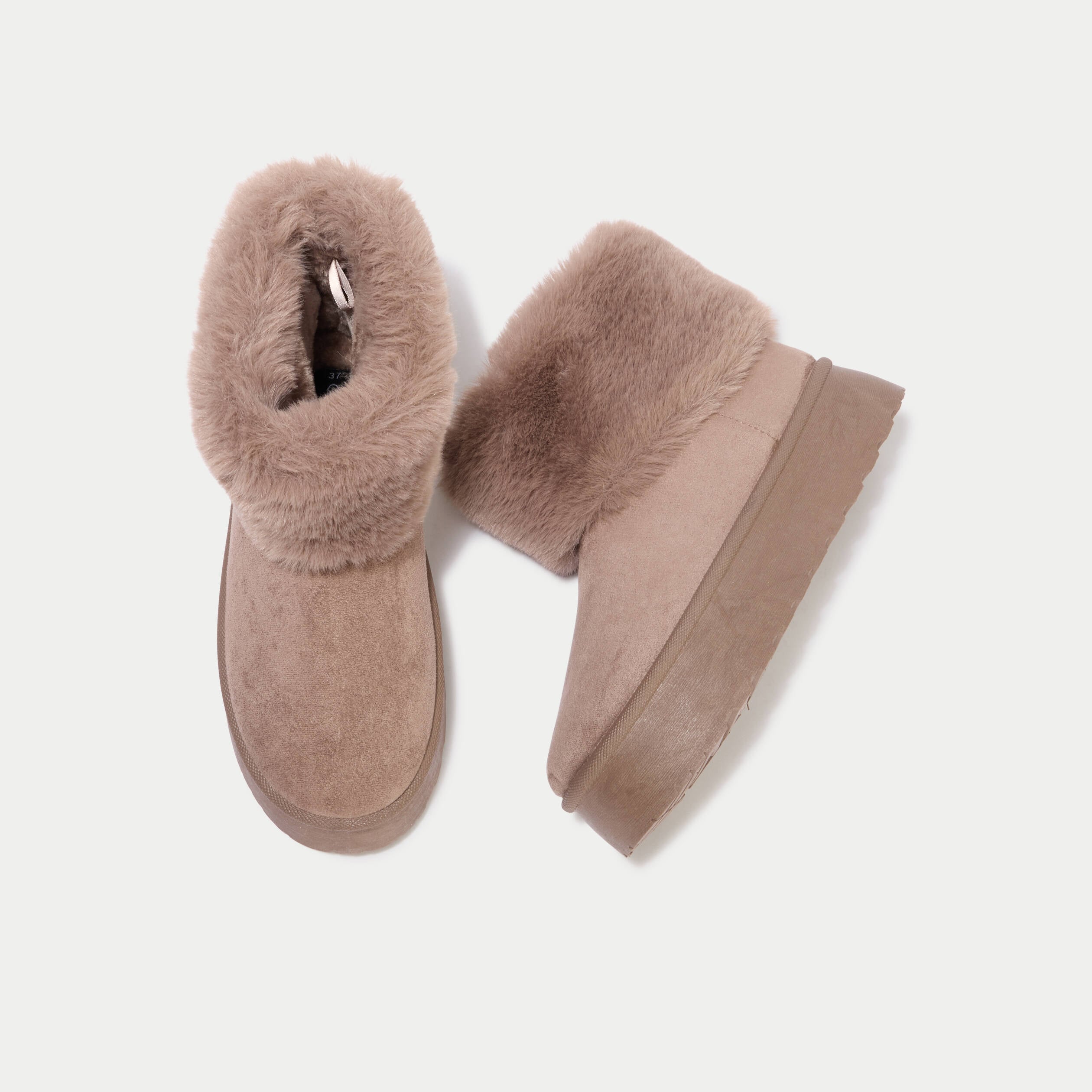 Bottines aspect daim beige femme