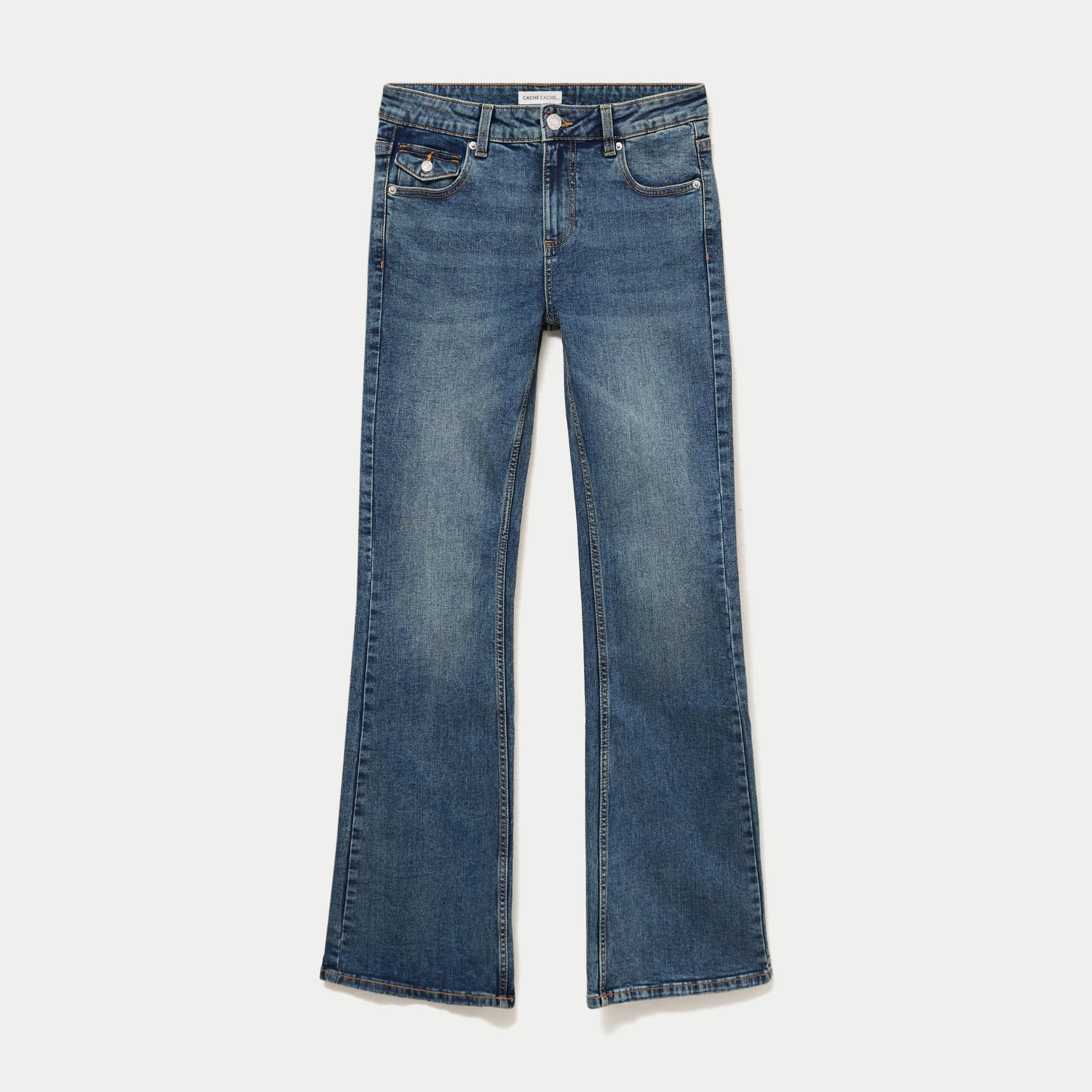 Jean bootcut taille basse denim dirty femme