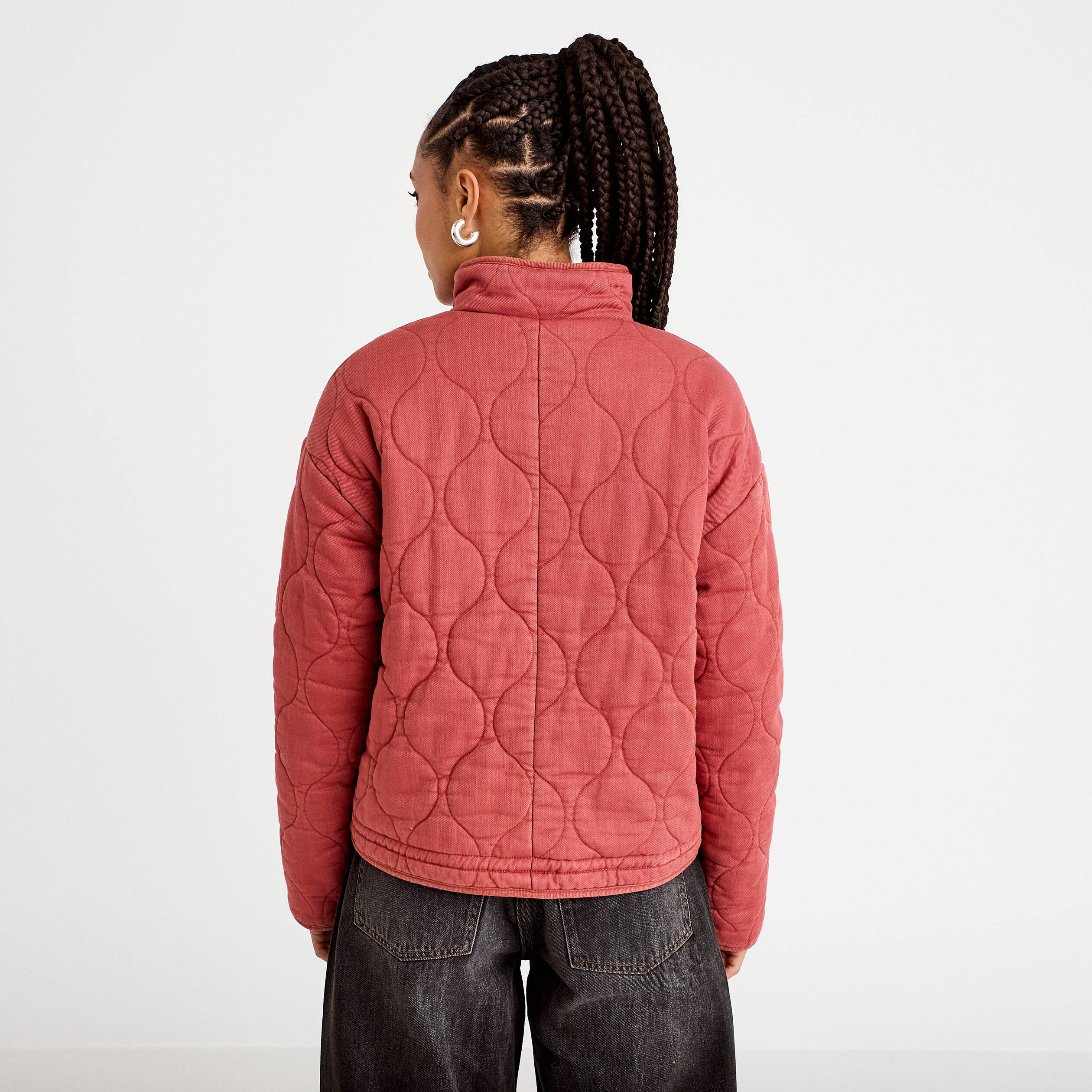 Veste matelass&eacute;e zipp&eacute;e vieux rose femme