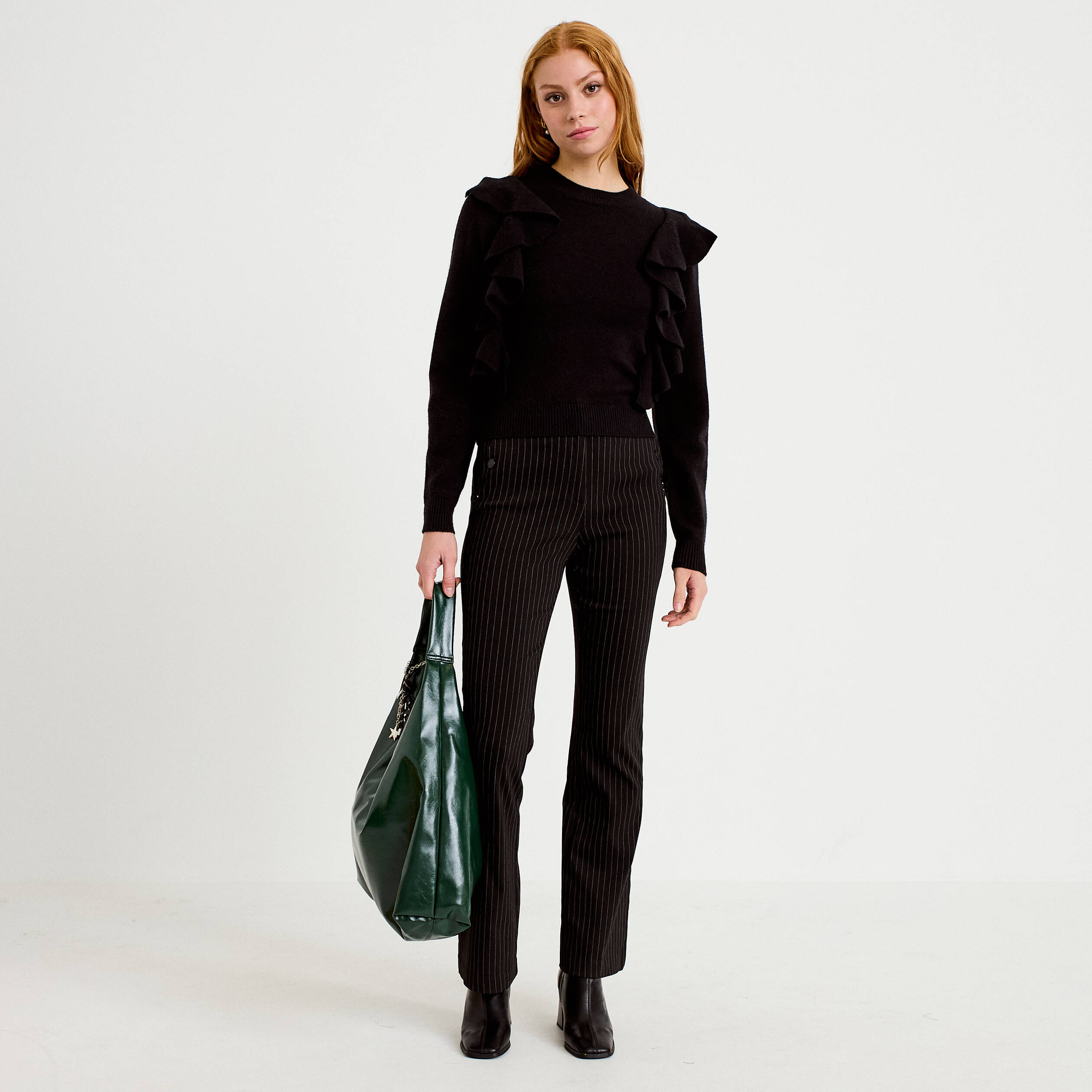 Pull manches longues noir femme