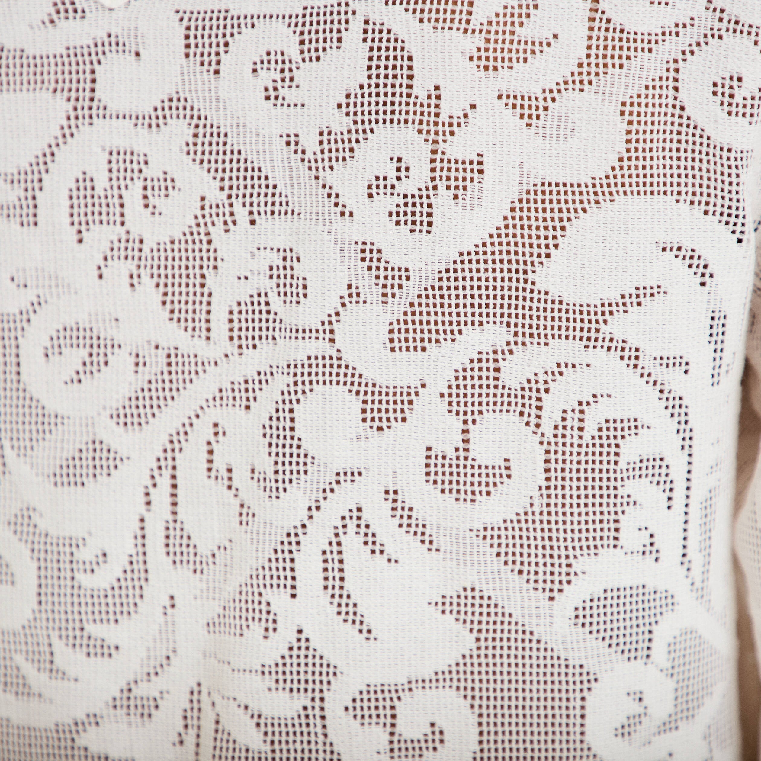 Blouse en dentelle manches longues ecru femme