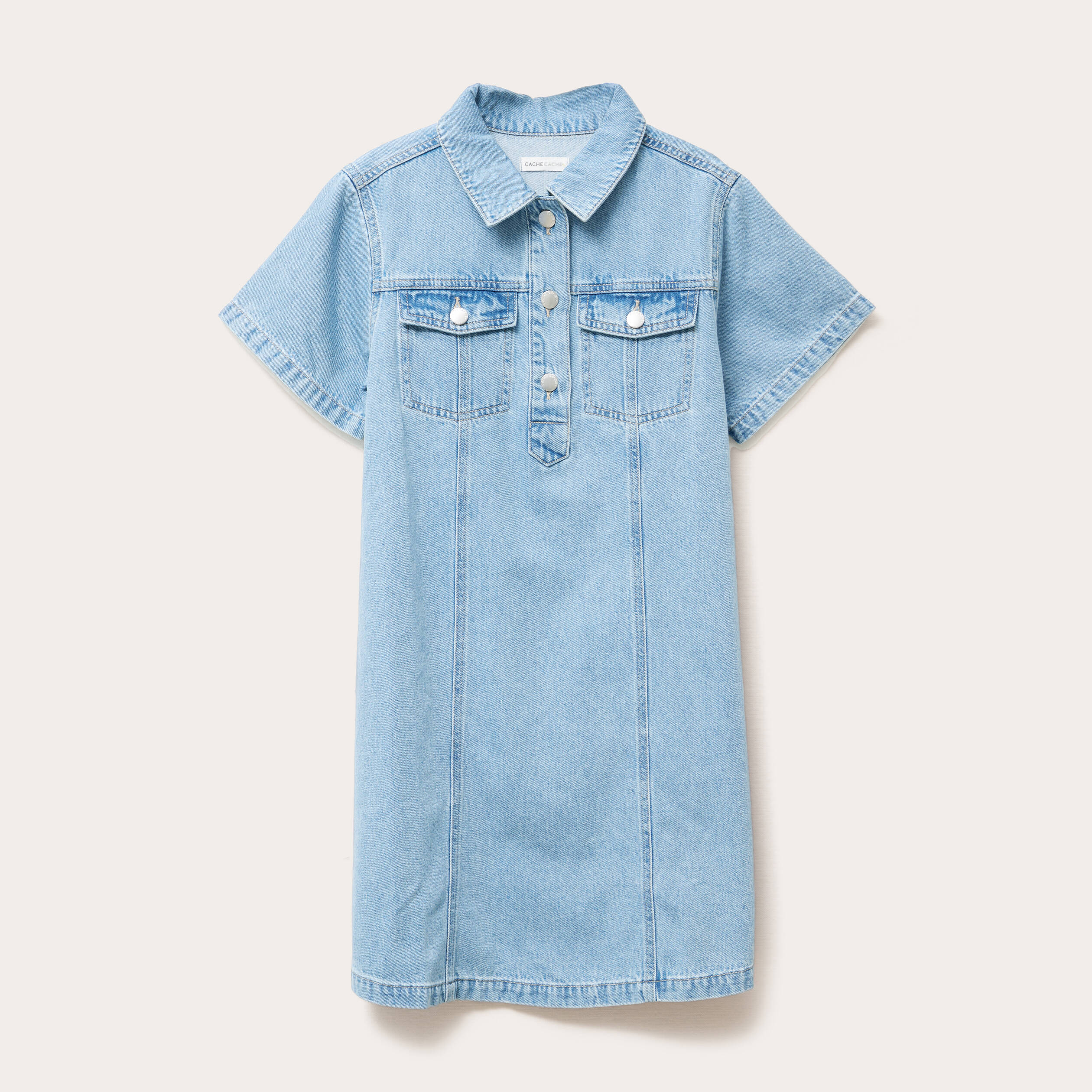 Robe droite en jean denim double stone femme