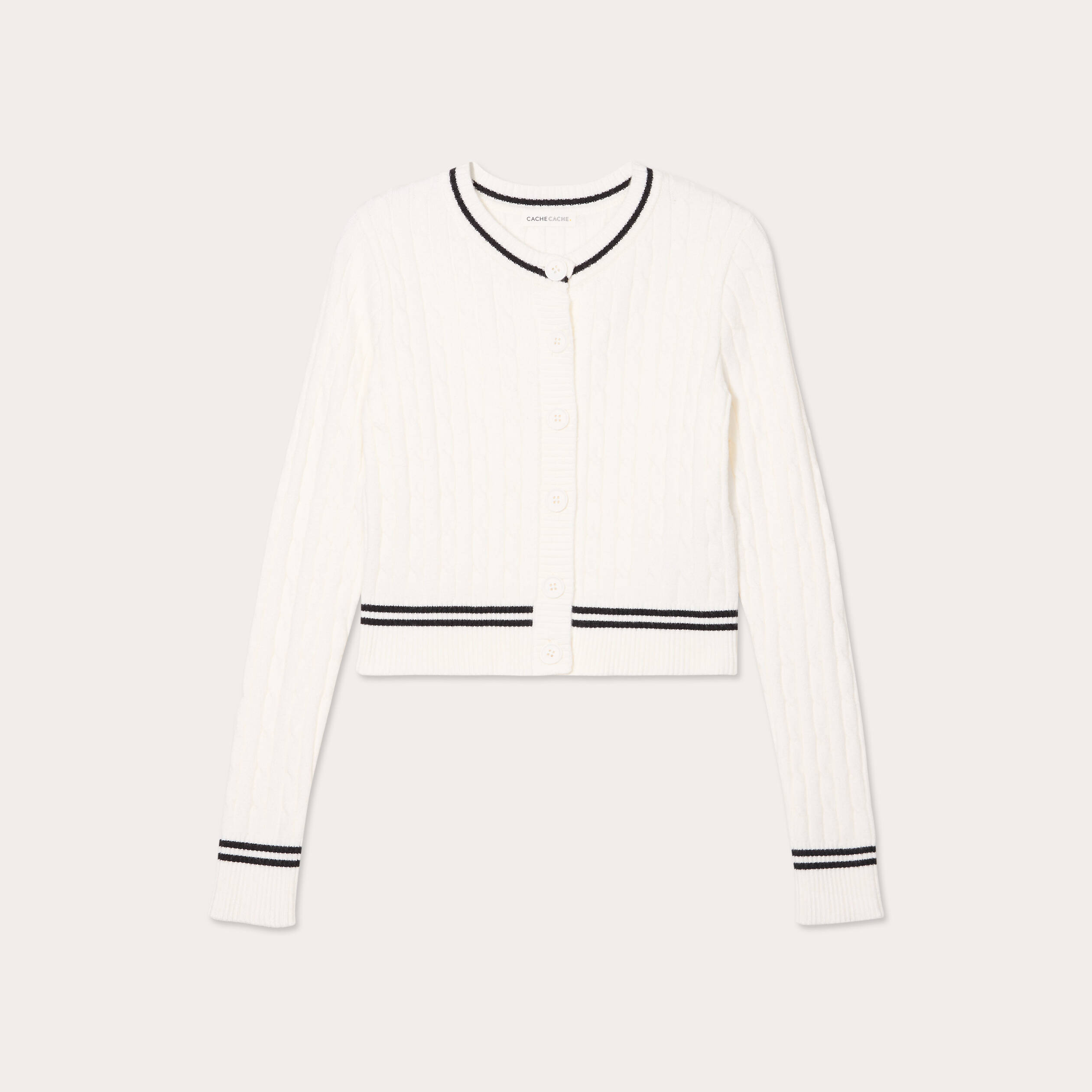 Gilet manches longues ajust&eacute; ecru femme