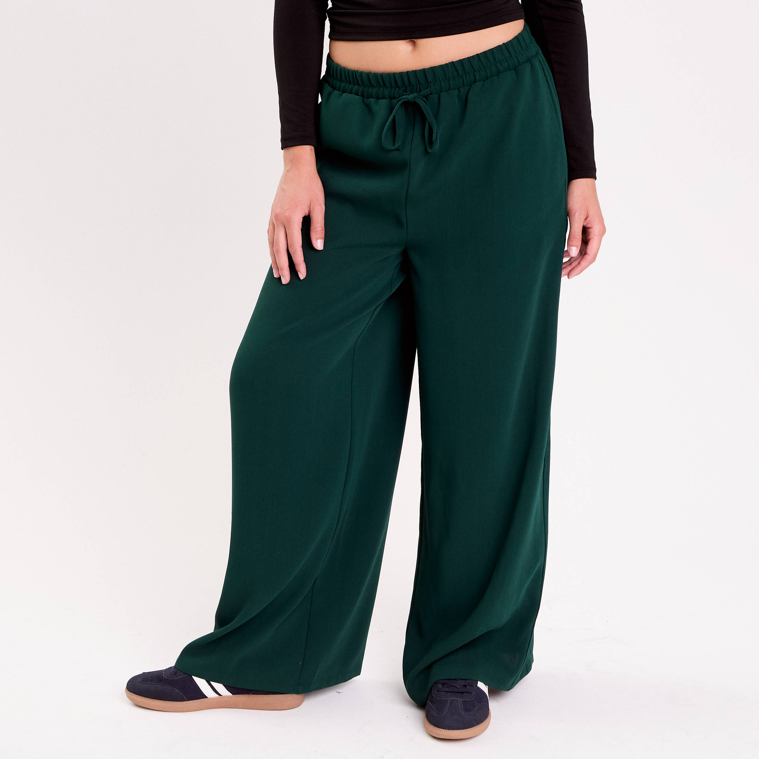 Pantalon large vert fonc&eacute; femme