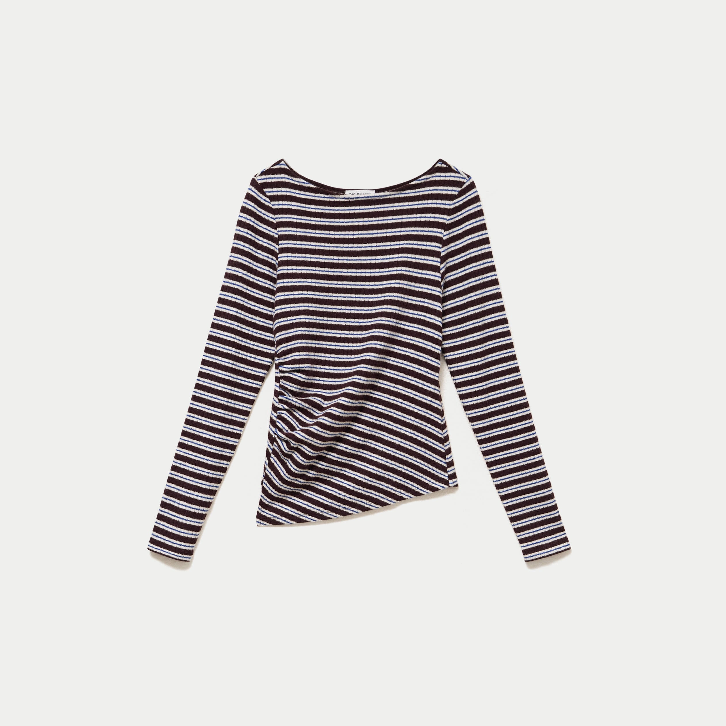 Top ajust&eacute; manches longues col rond marron femme