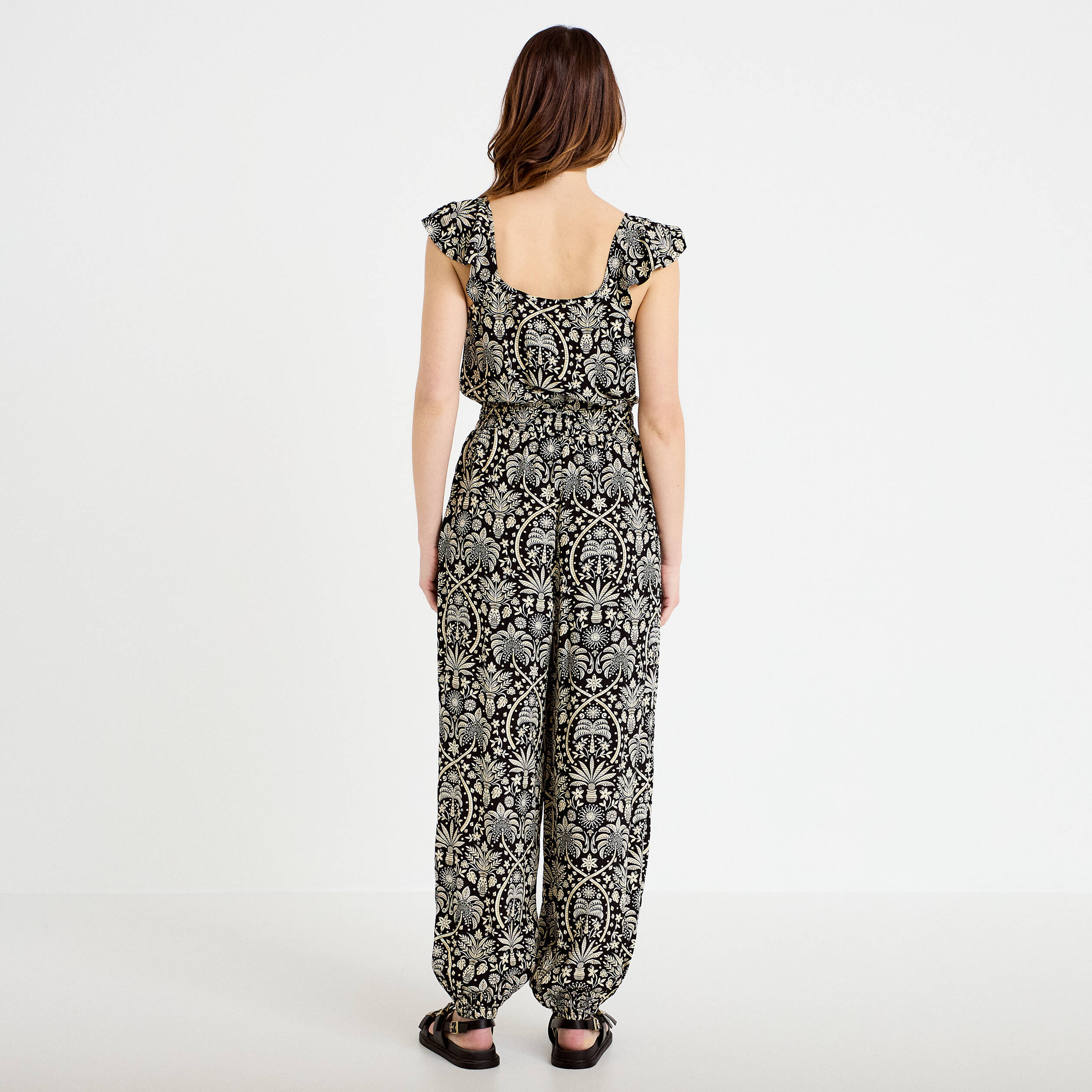 Combinaison sarouel fines bretelles noir femme