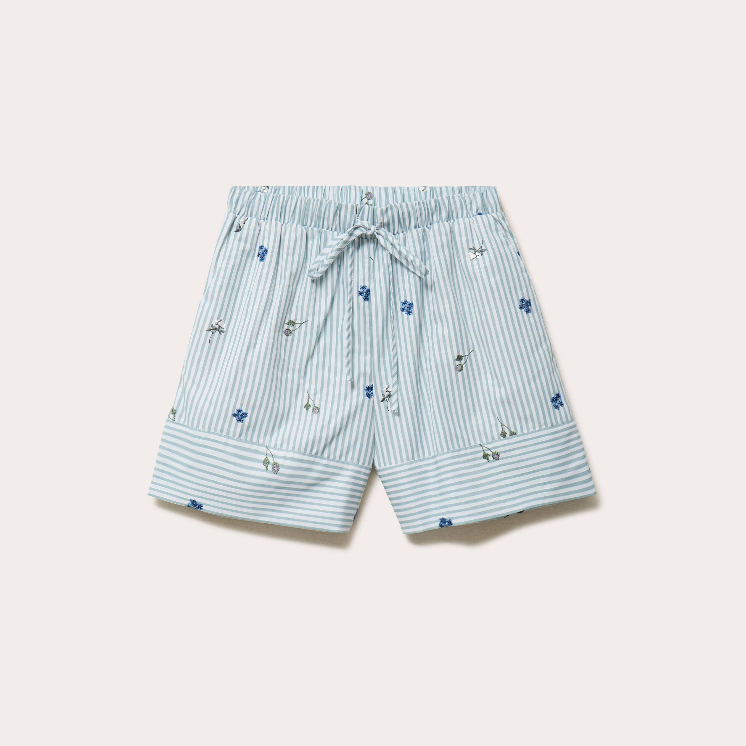 Short flare brod&eacute; Bridgerton bleu clair femme