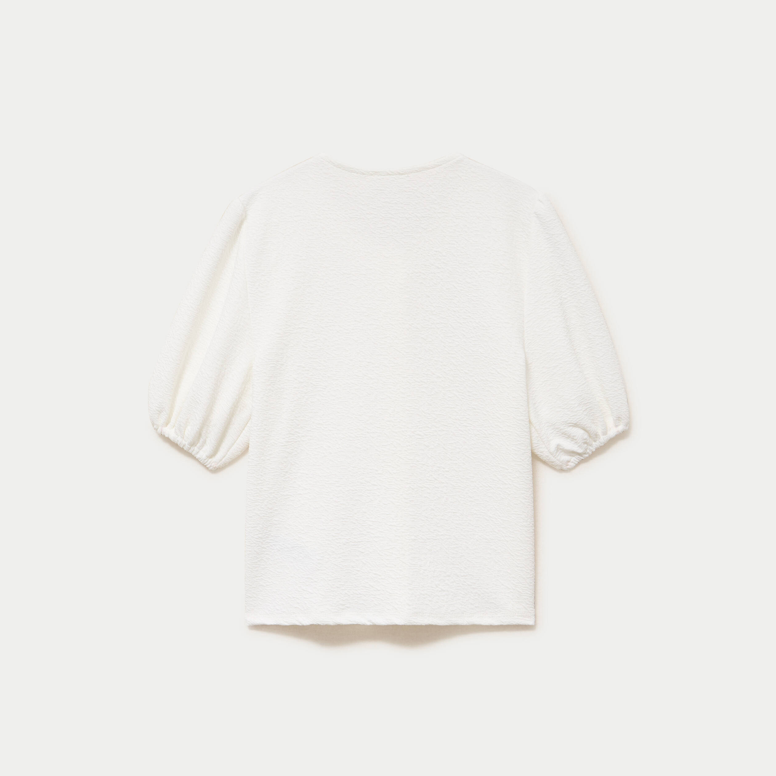 Blouse droite manches courtes ecru femme