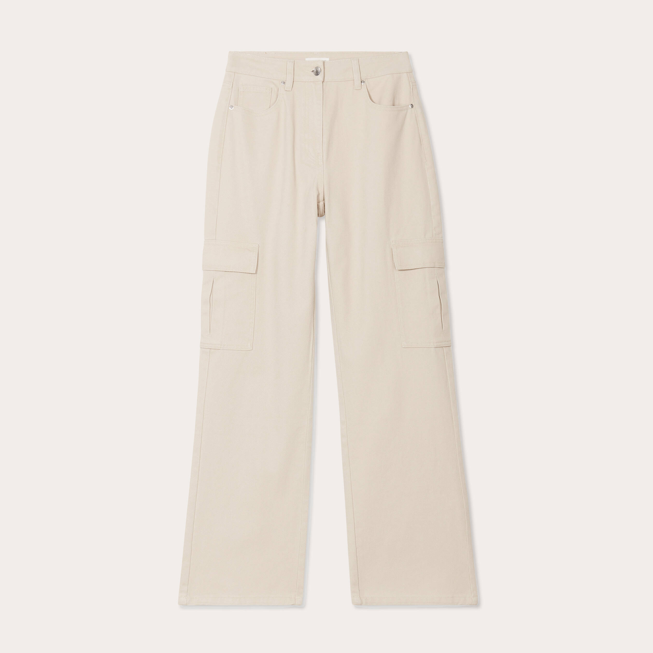 Jean large cargo ecru femme
