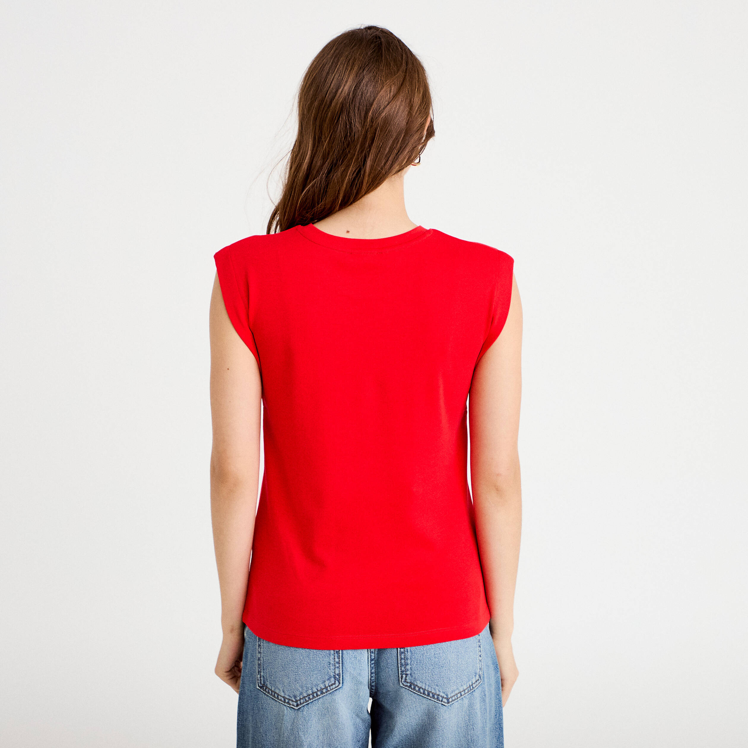 Haut Sans Manches Rouge Femme Marks And Spencer - Taille 12 - Viscose - Occasion Très Bon état