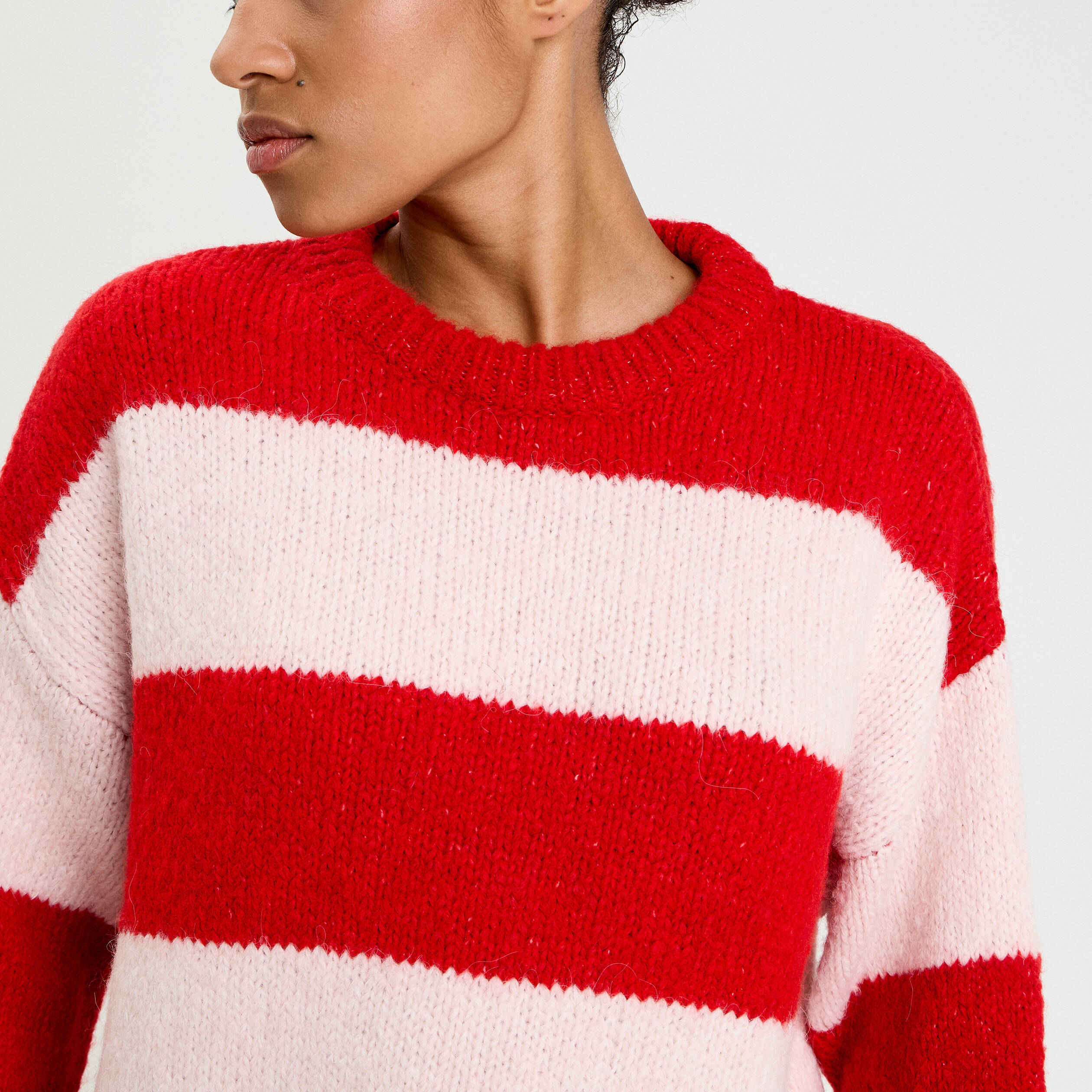 Pull manches longues rouge femme