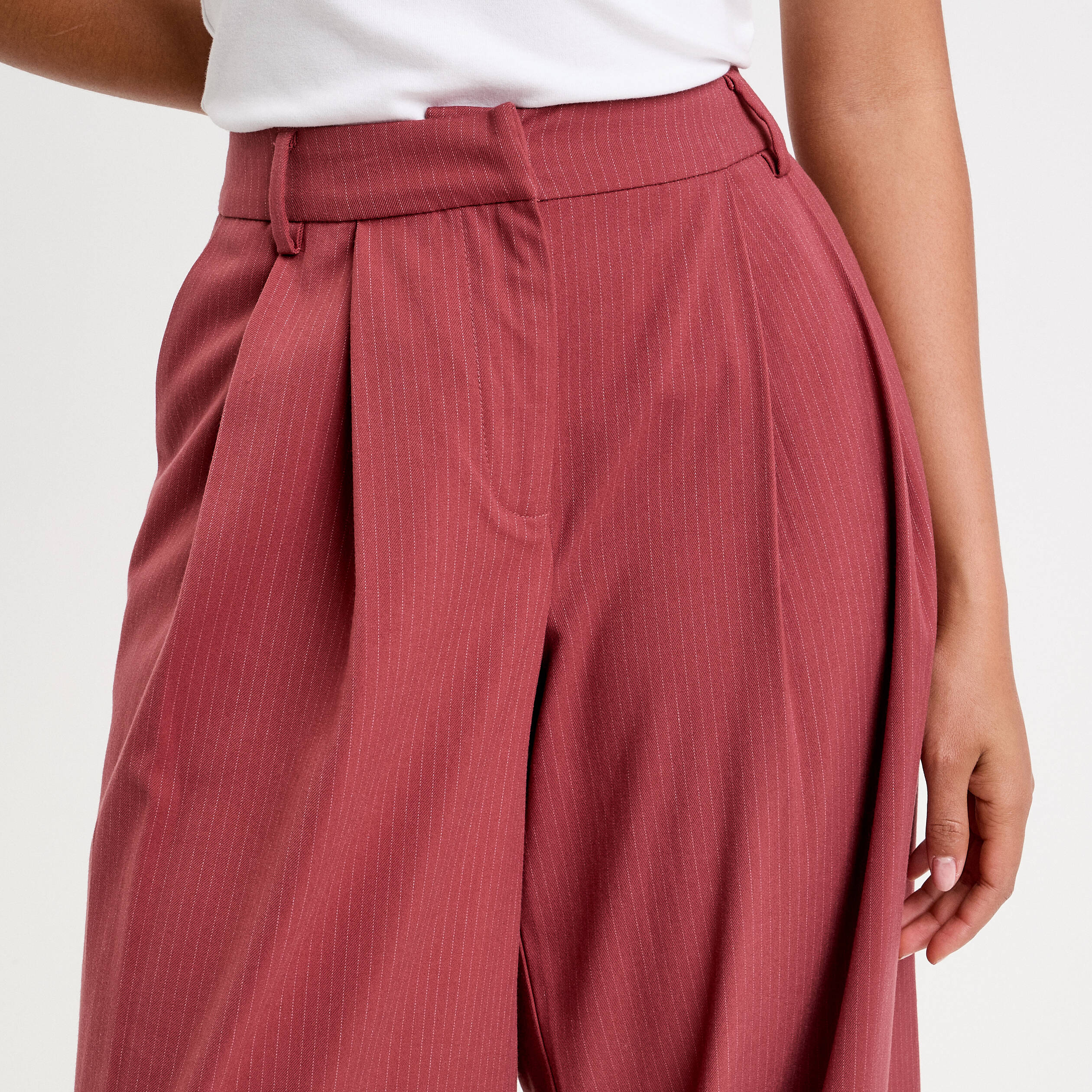 Pantalon large rouge fonc&eacute; femme
