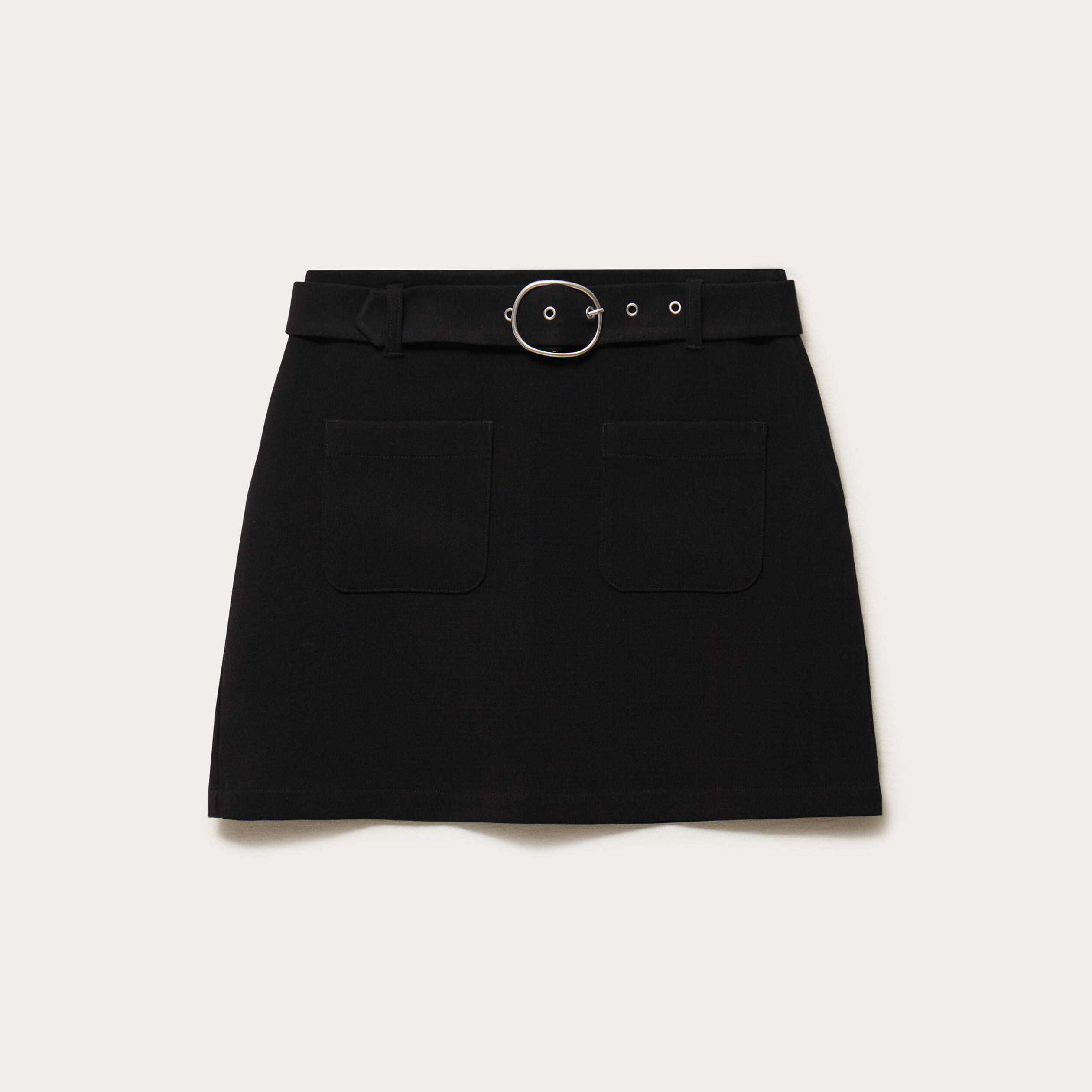 Jupe droite courte taille haute noir femme