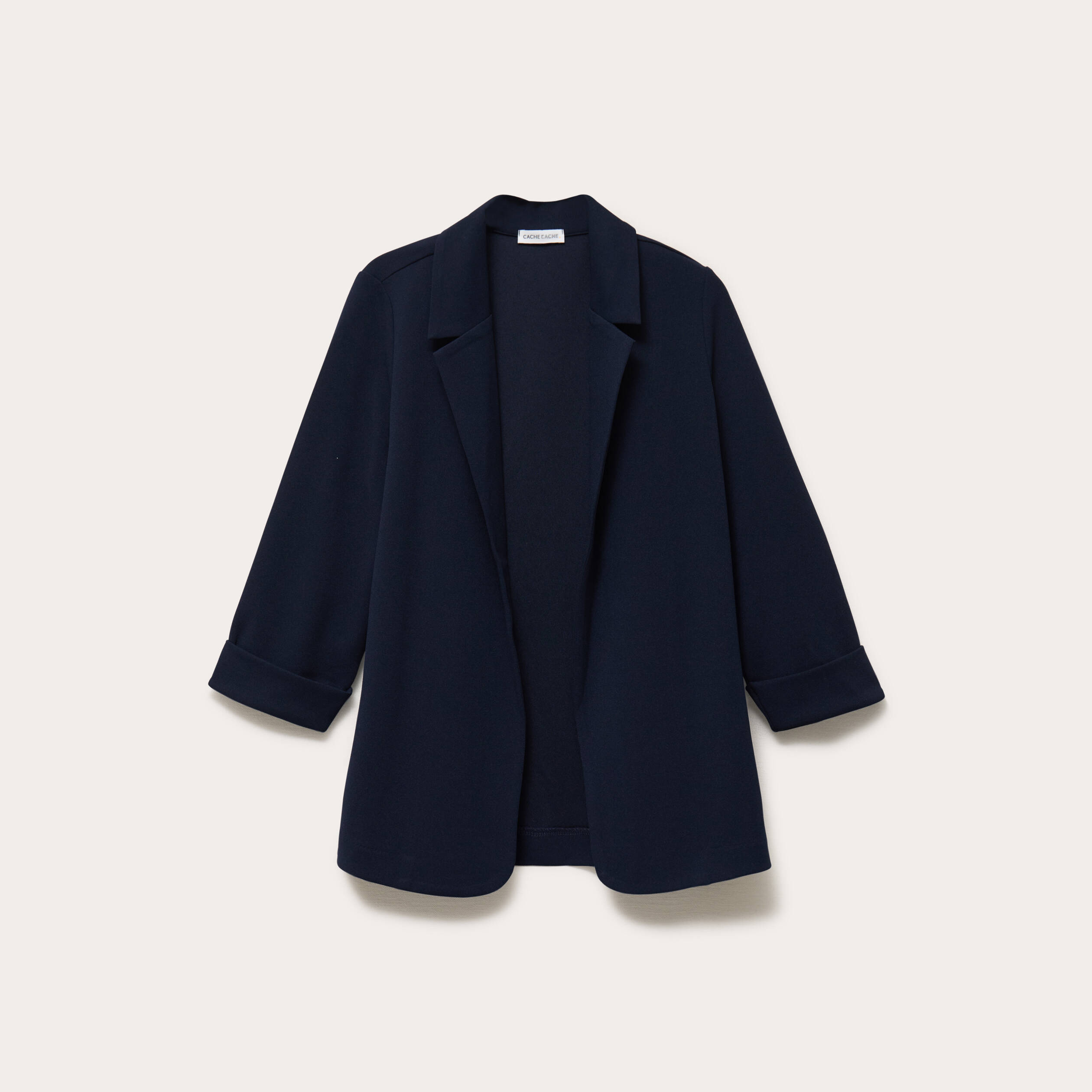 Veste blazer manches 3/4 bleu marine femme