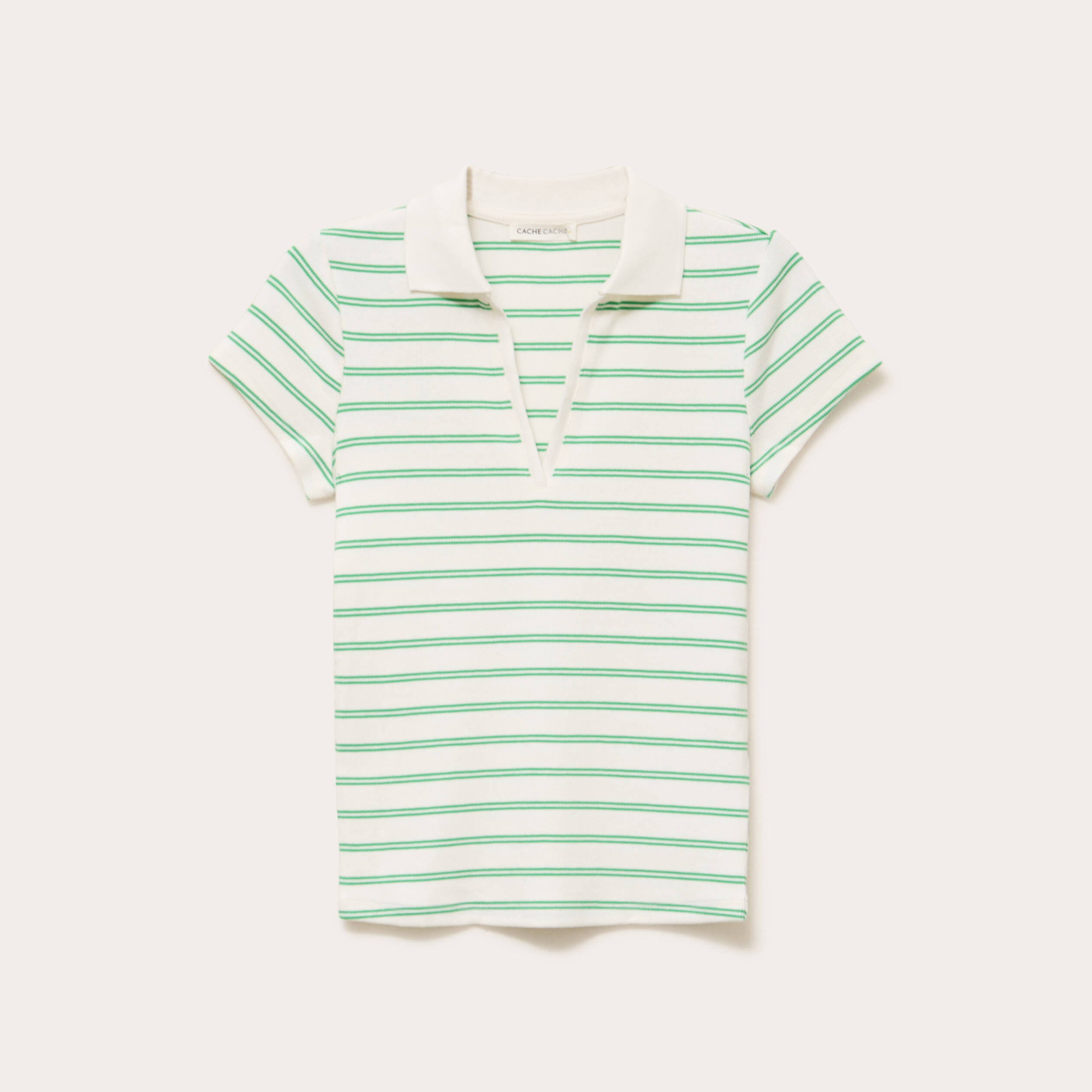 Polo col chemise manches courtes vert femme