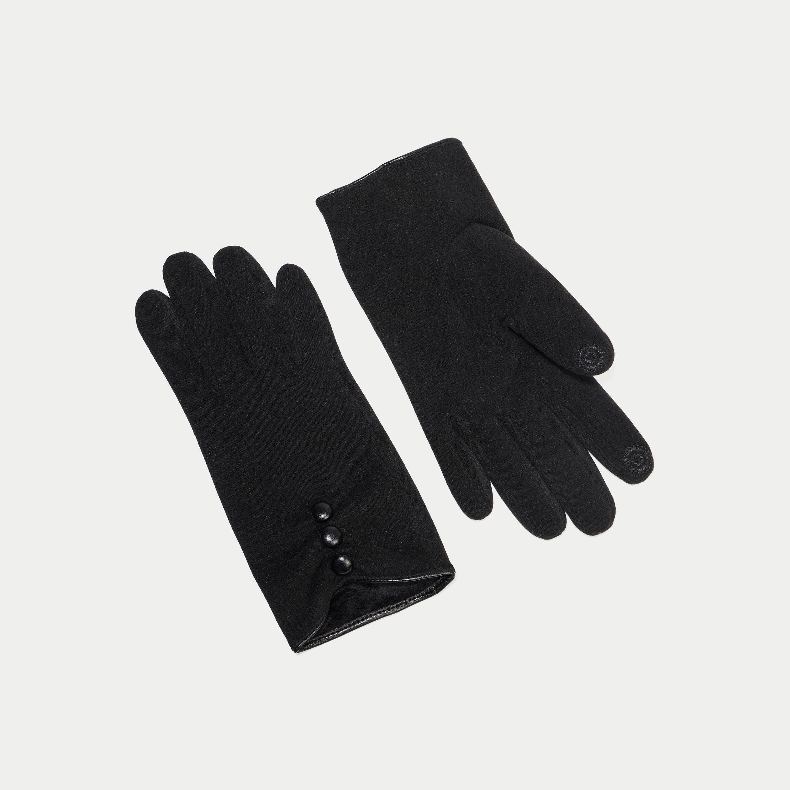 Gants avec boutons noir femme