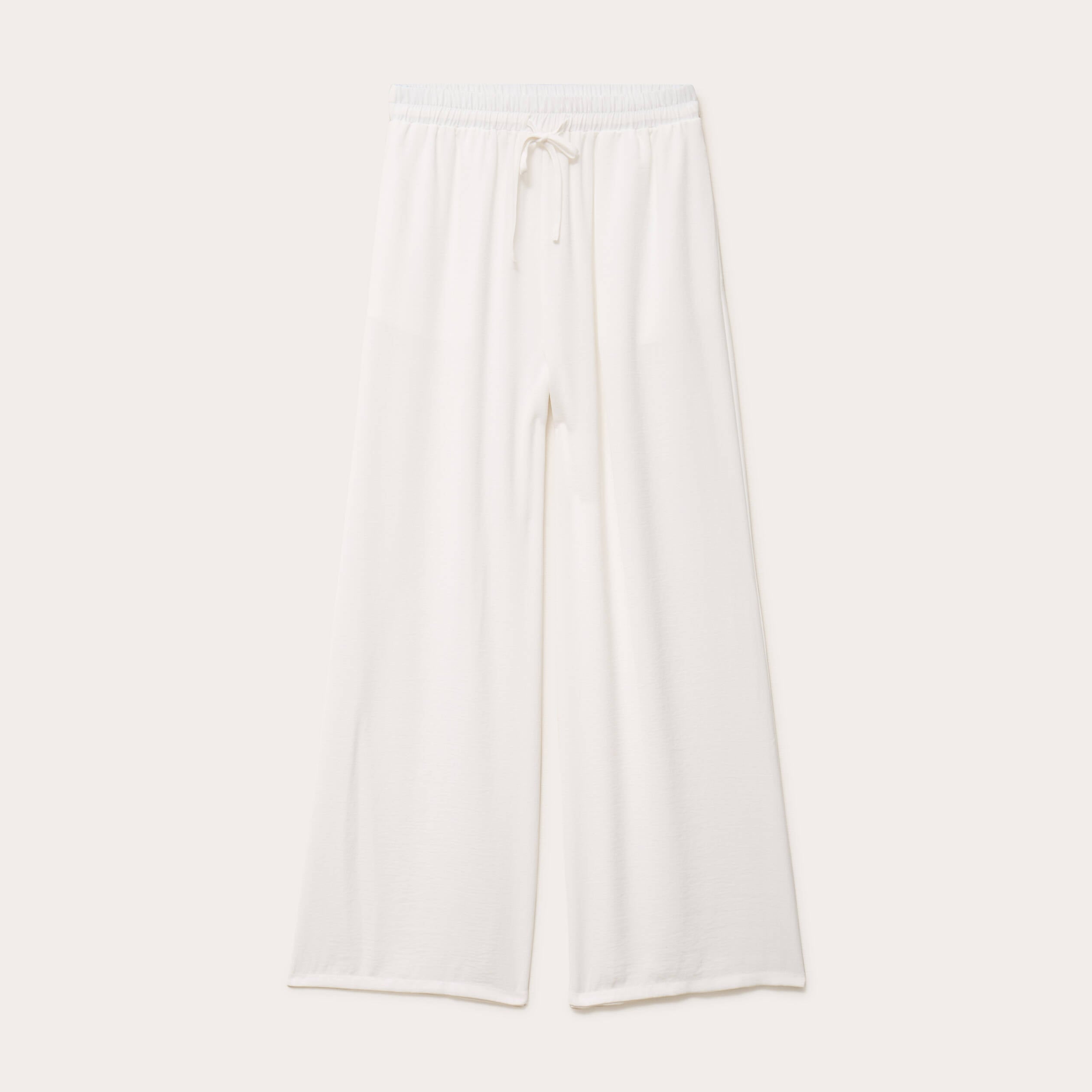 Pantalon large fluide ecru femme