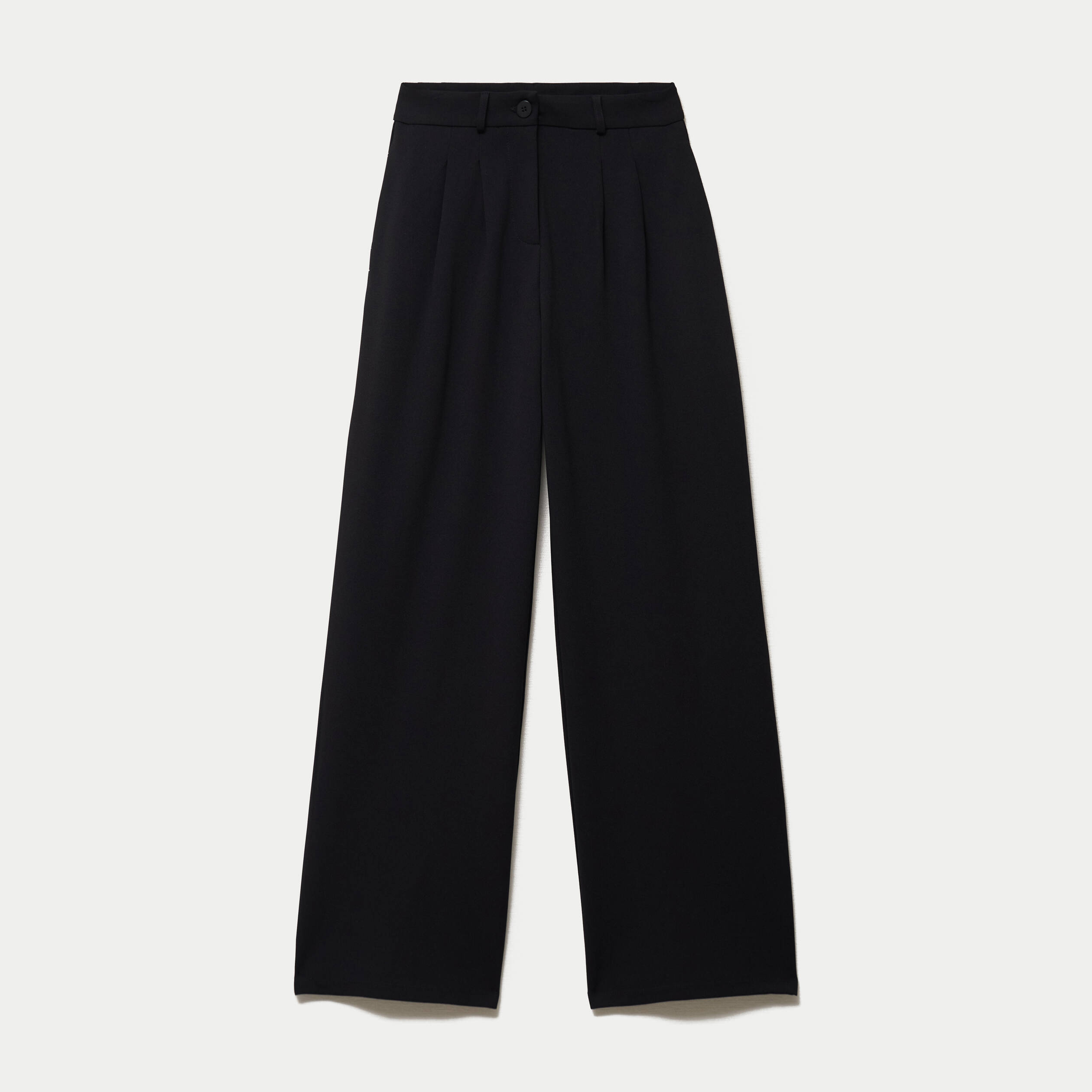 Pantalon bootcut taille haute en maille noir femme