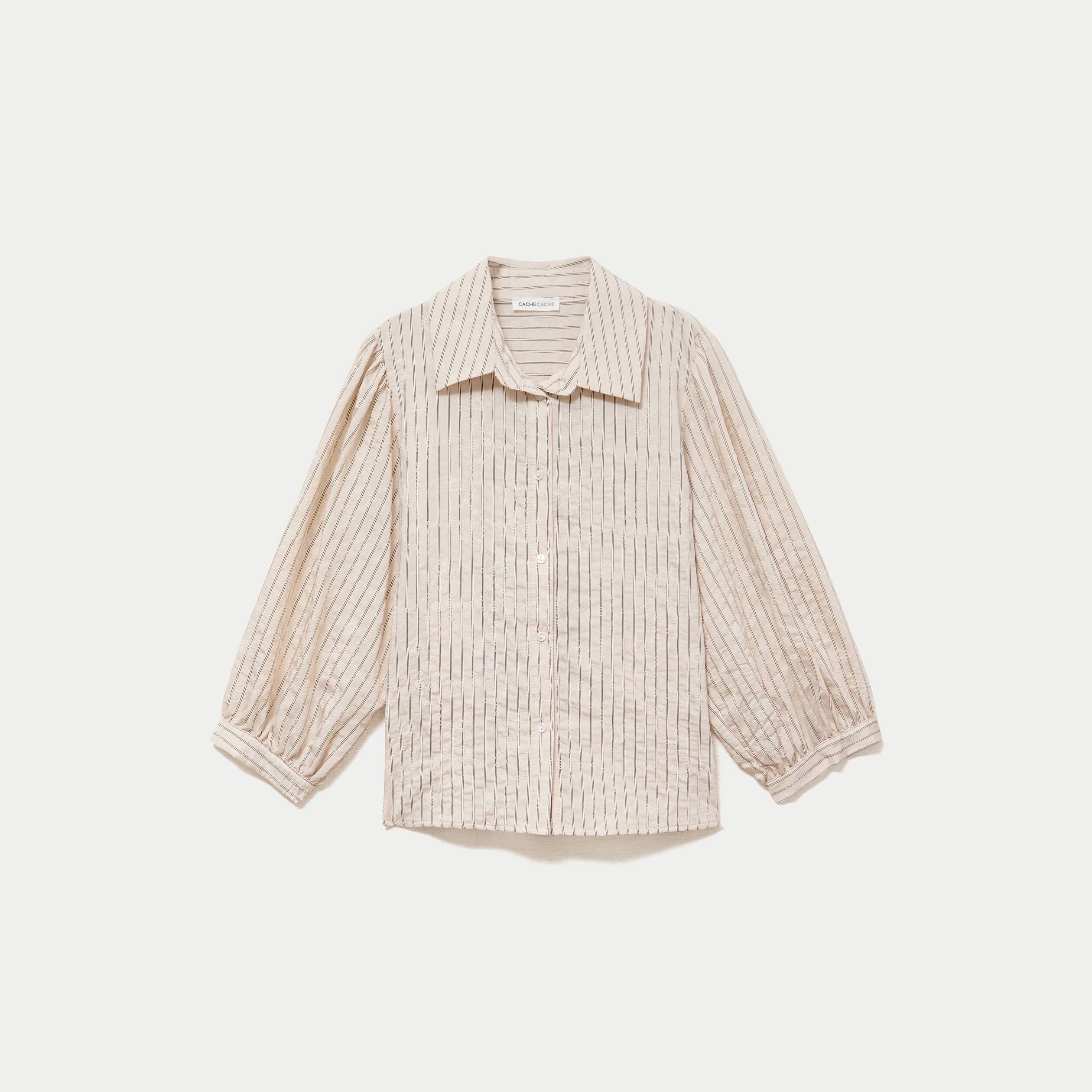 Chemise droite col classique manches 3/4 blanc femme