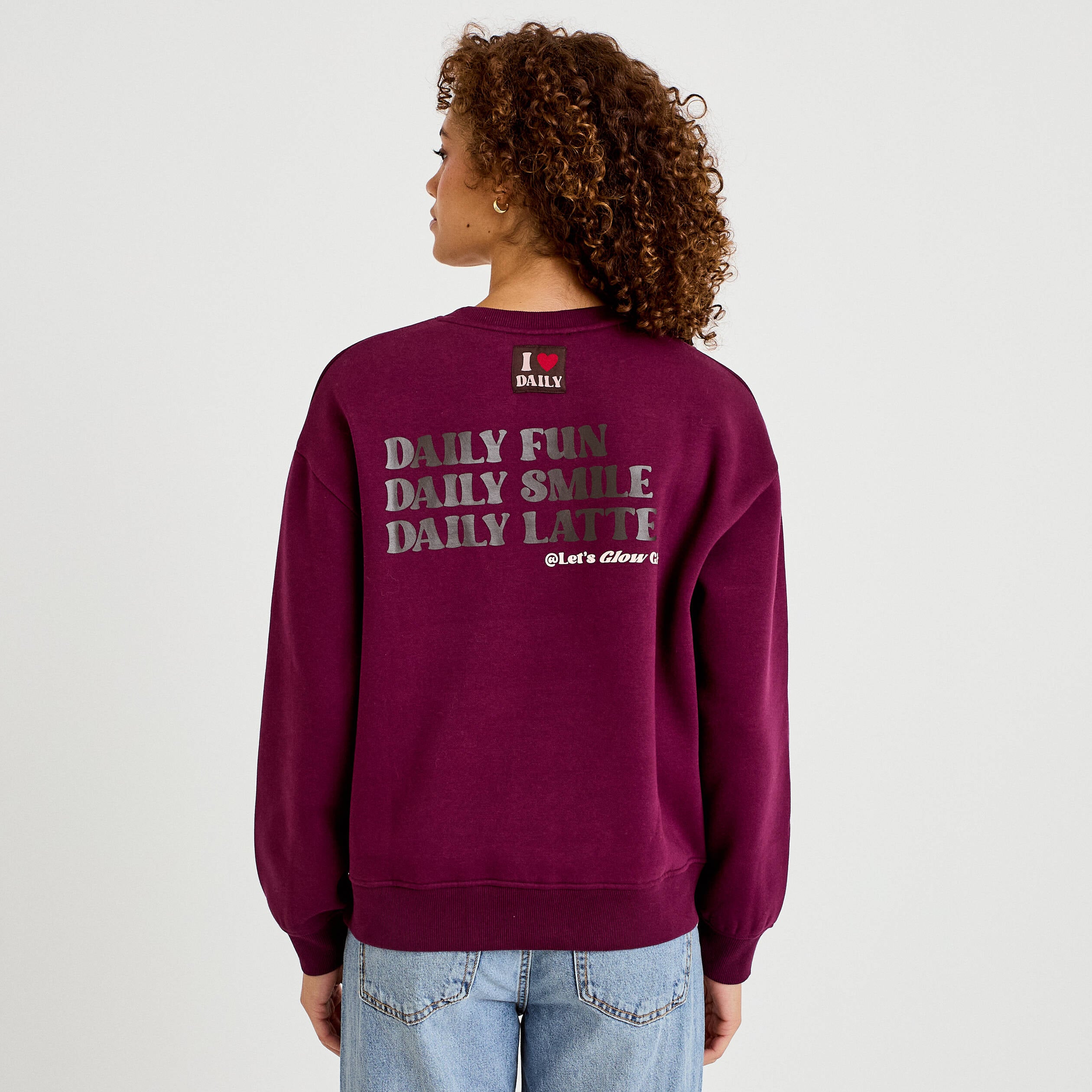 Sweat droit manches longues violet fonc&eacute; femme