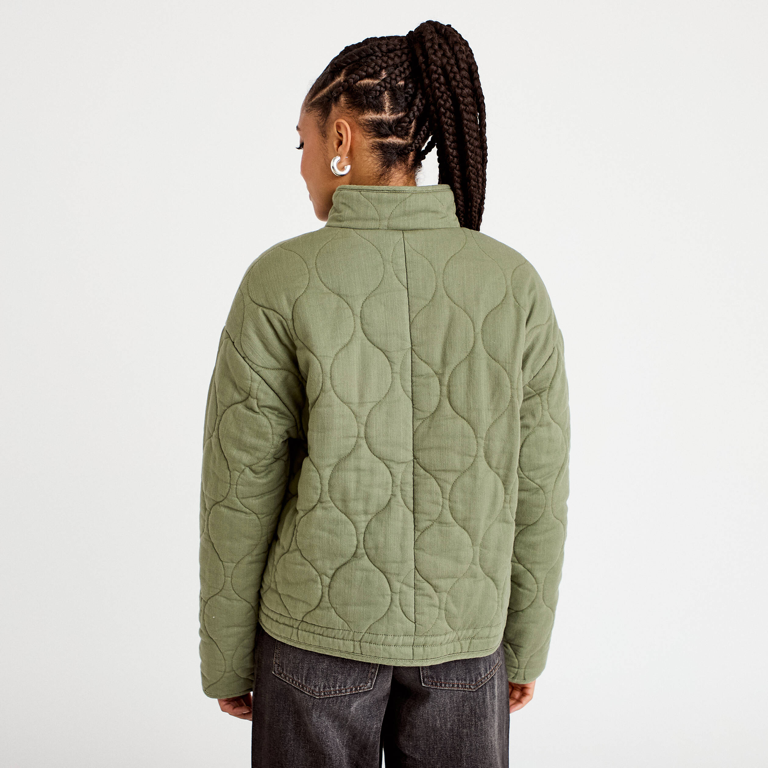 Veste matelass&eacute;e zipp&eacute;e vert kaki femme
