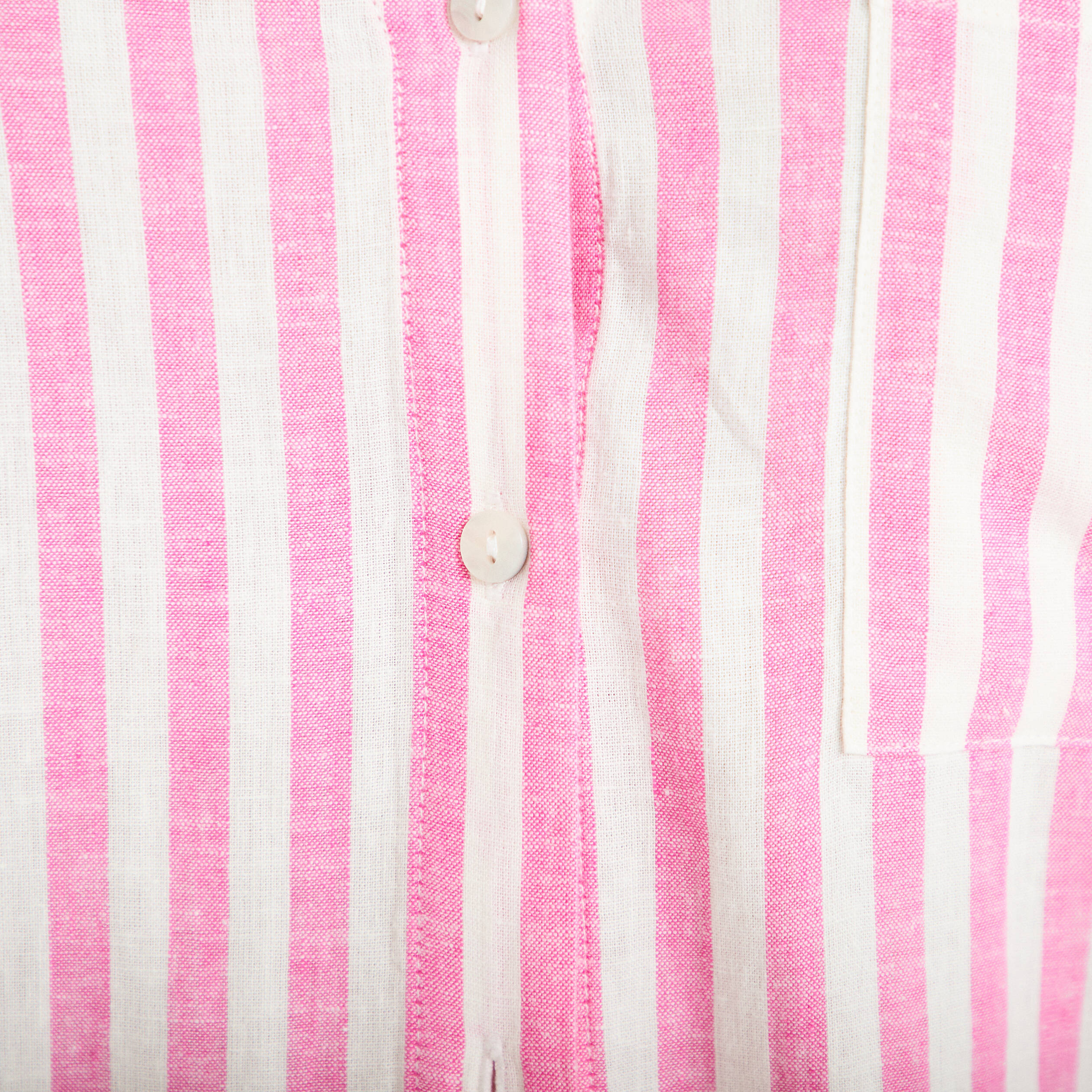 Chemise lin col V manches longues rose femme