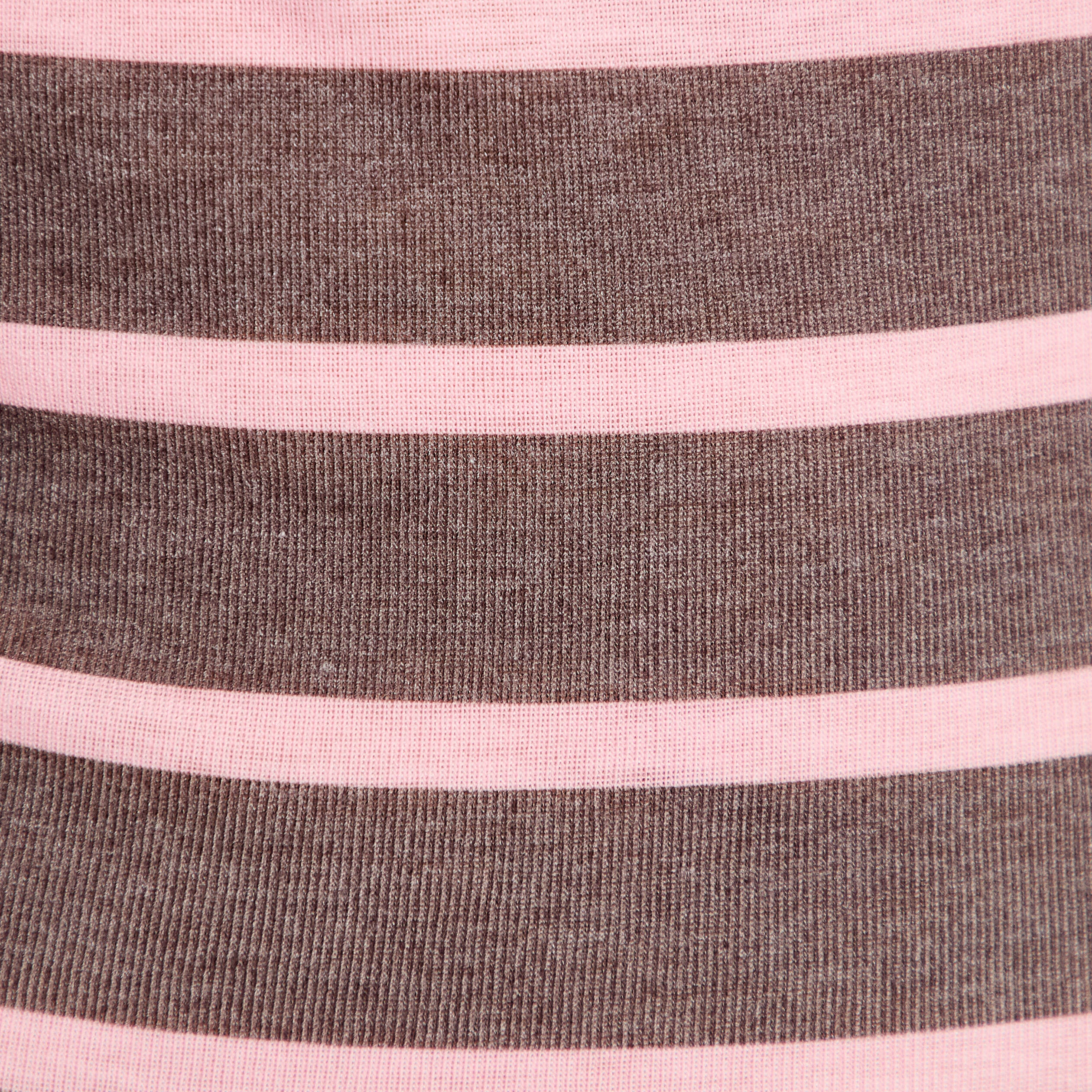 T-shirt ajust&eacute; col rond manches longues marron fonc&eacute; femme