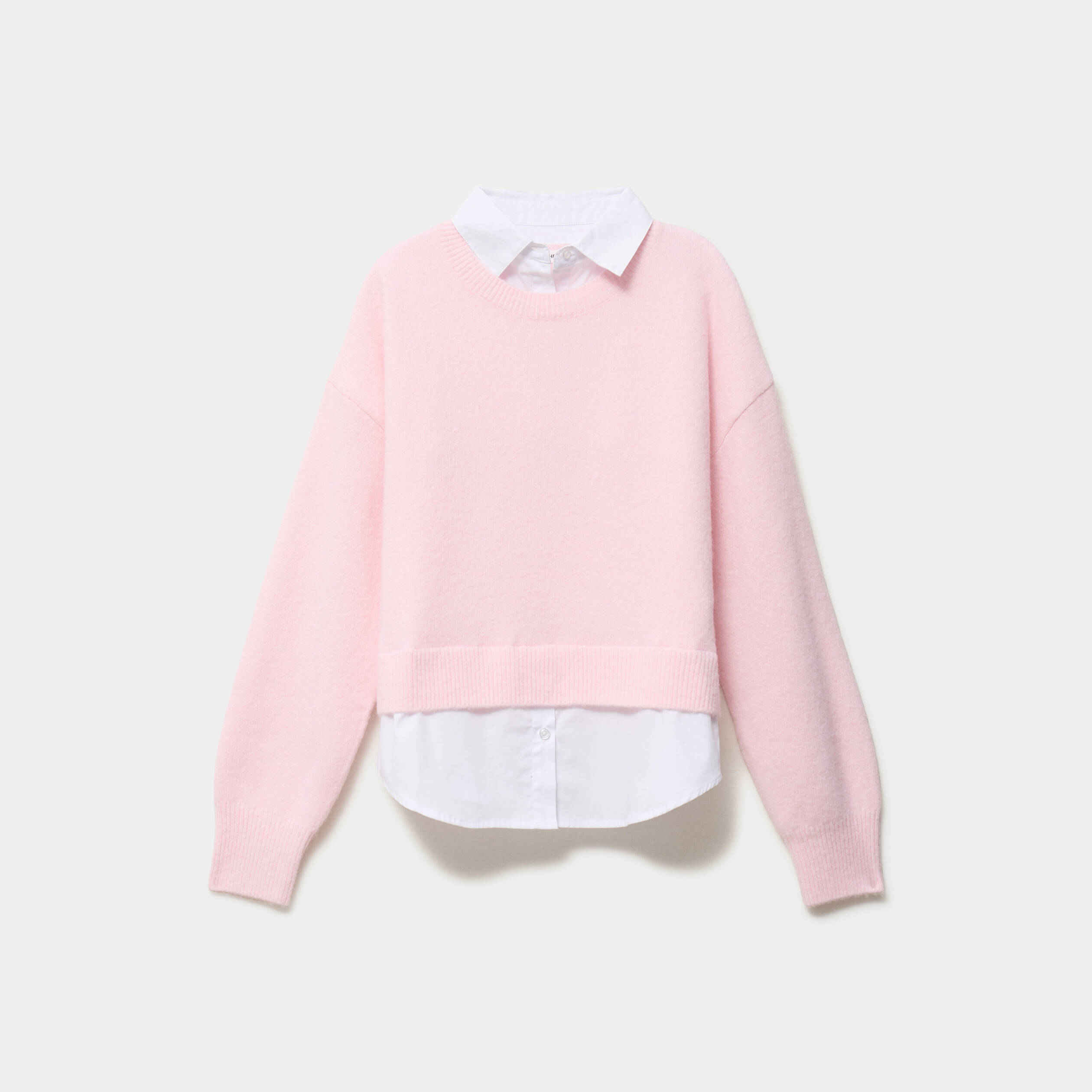 Pull chemise 2-en-1 rose clair femme