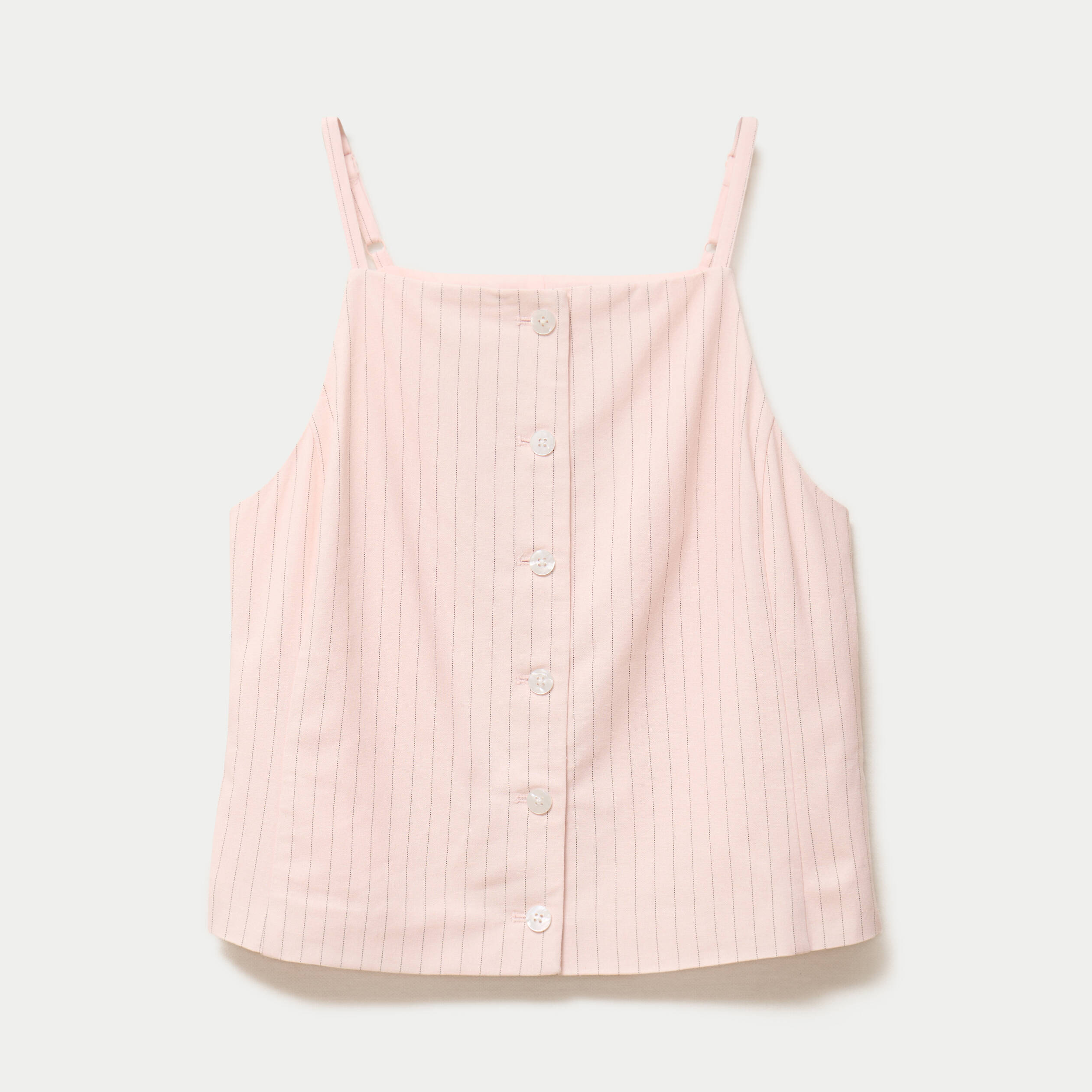 Gilet ajust&eacute; col v bretelles fines rose femme