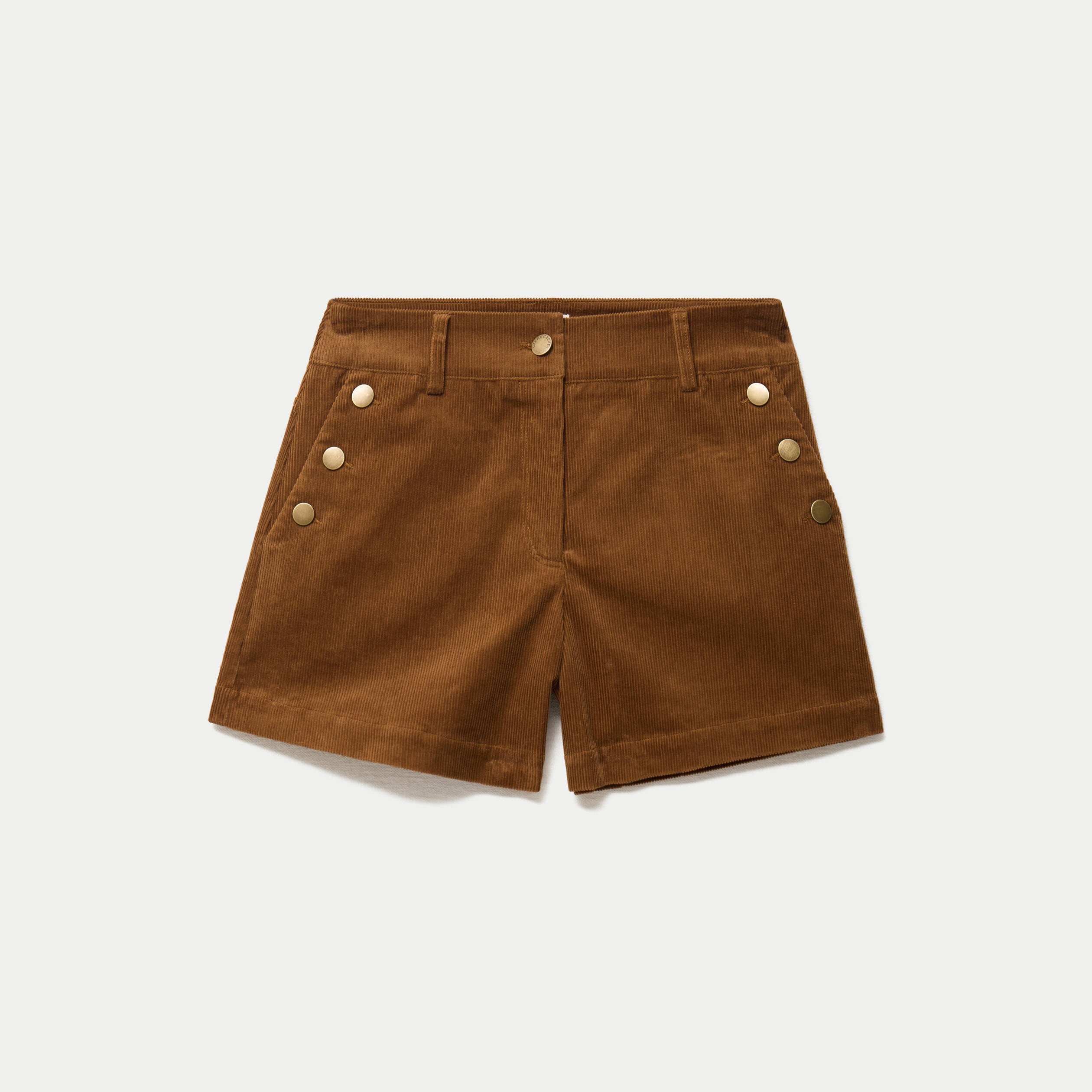 Short en velours marron femme