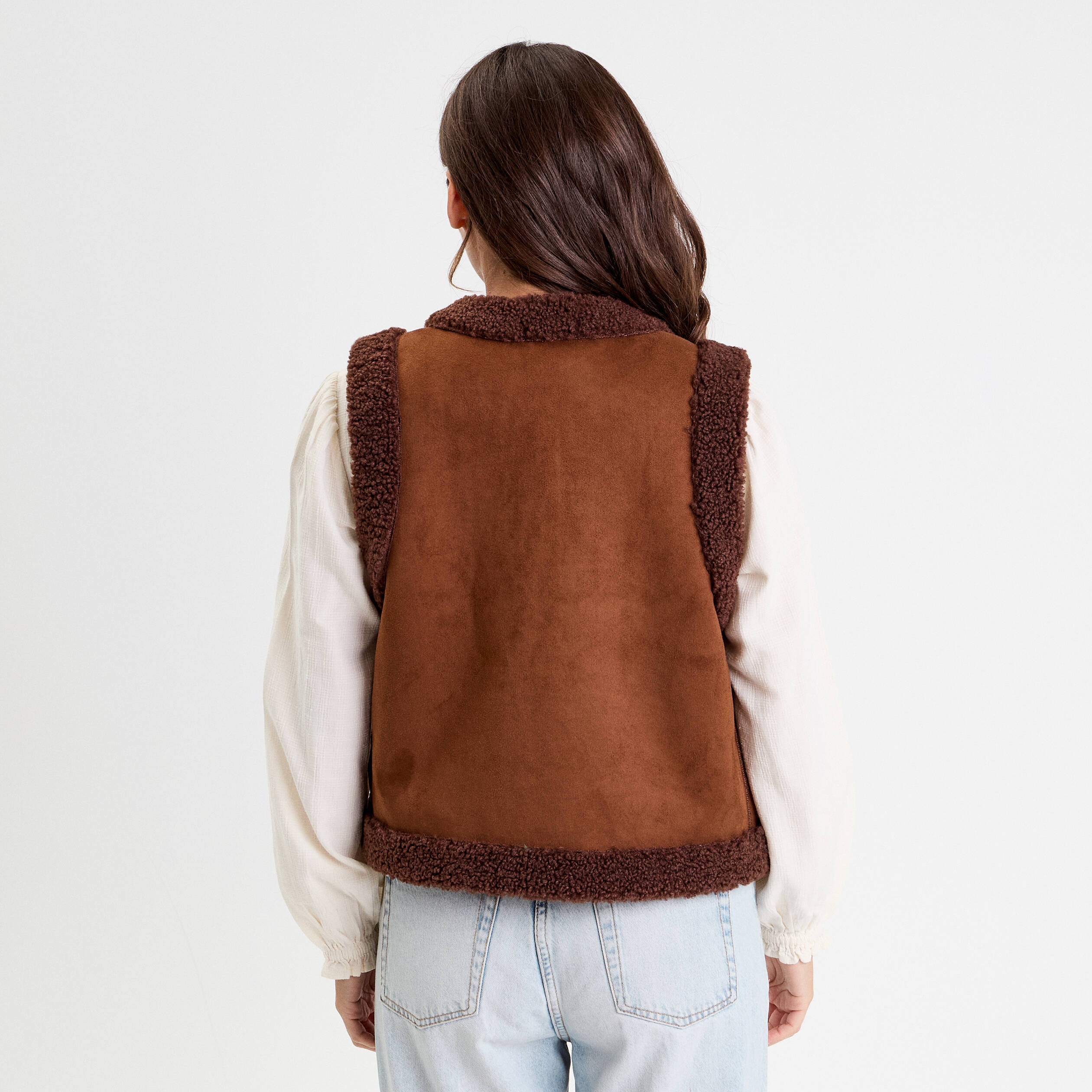 Veste sans manches marron fonc&eacute; femme