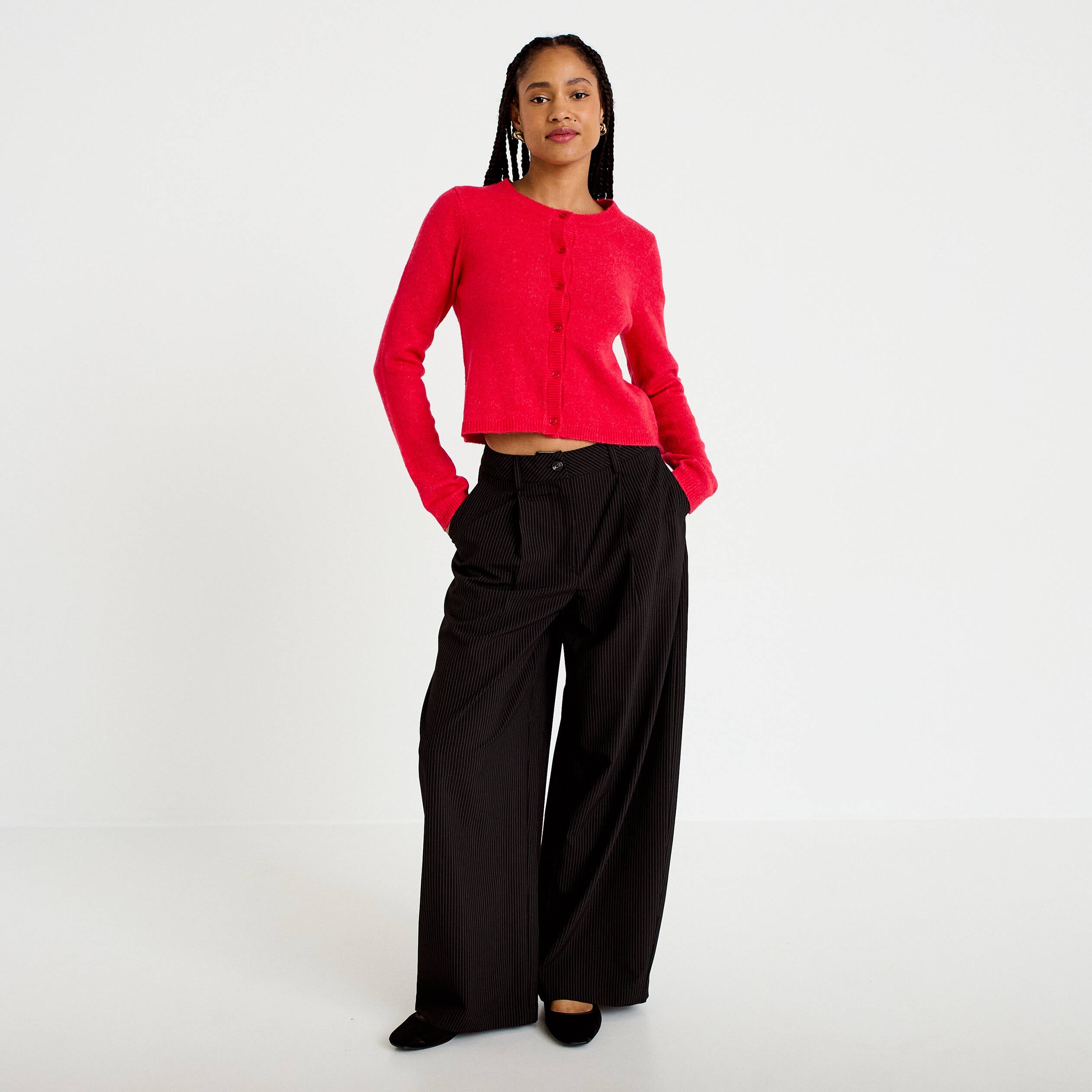 Pantalon barrel taille standard noir femme