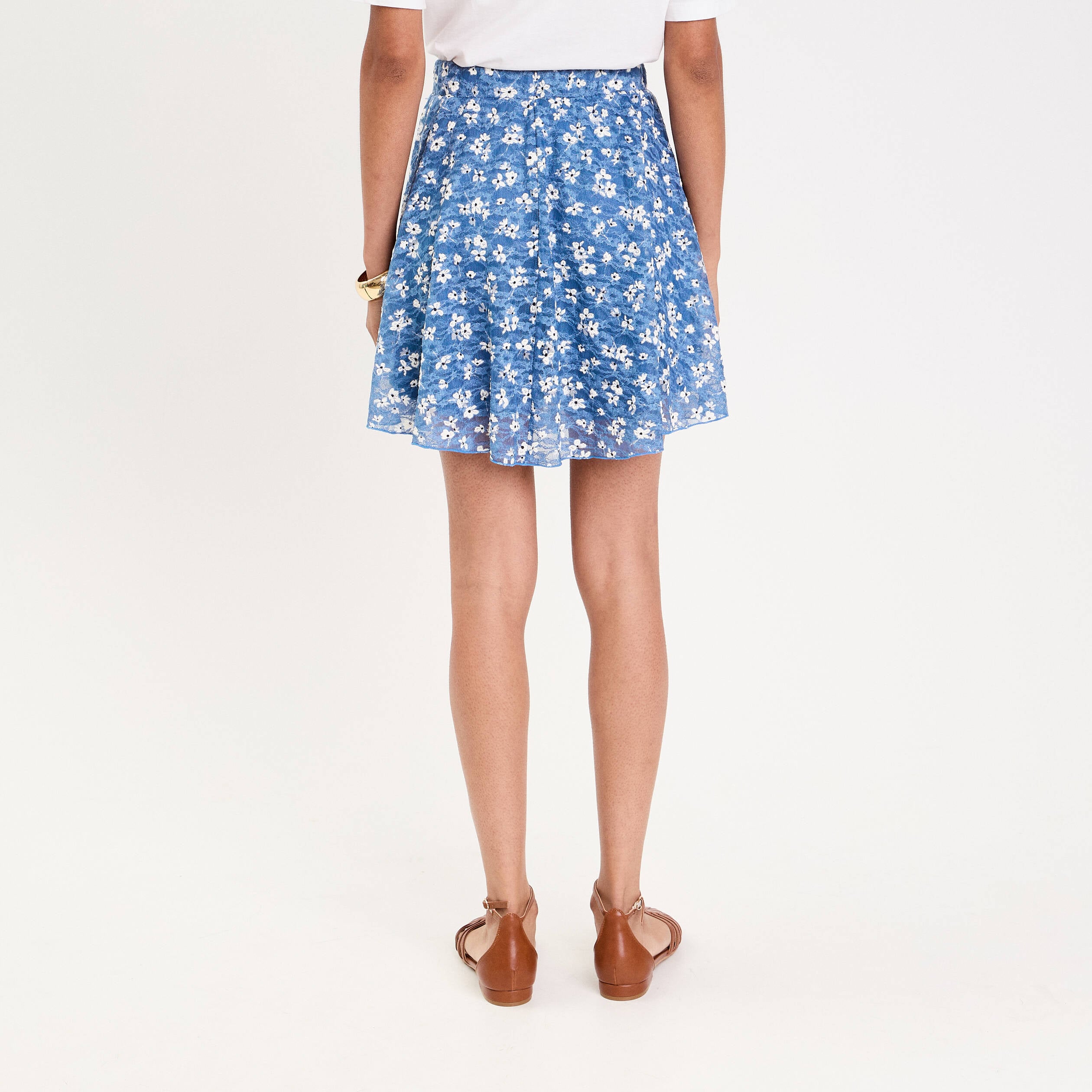 Jupe courte &eacute;vas&eacute;e en voile doubl&eacute;e bleu femme