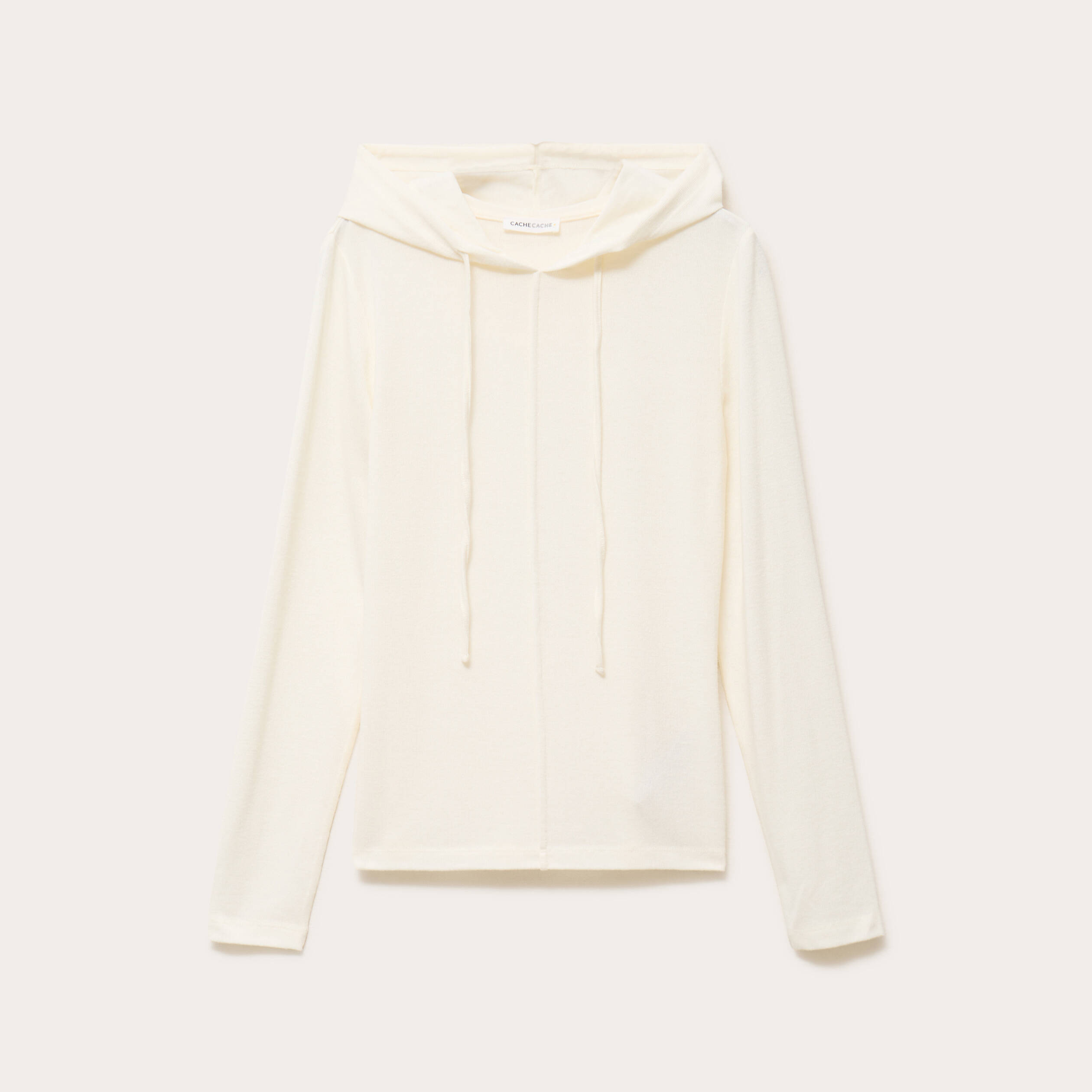 Pull &agrave; capuche ecru femme