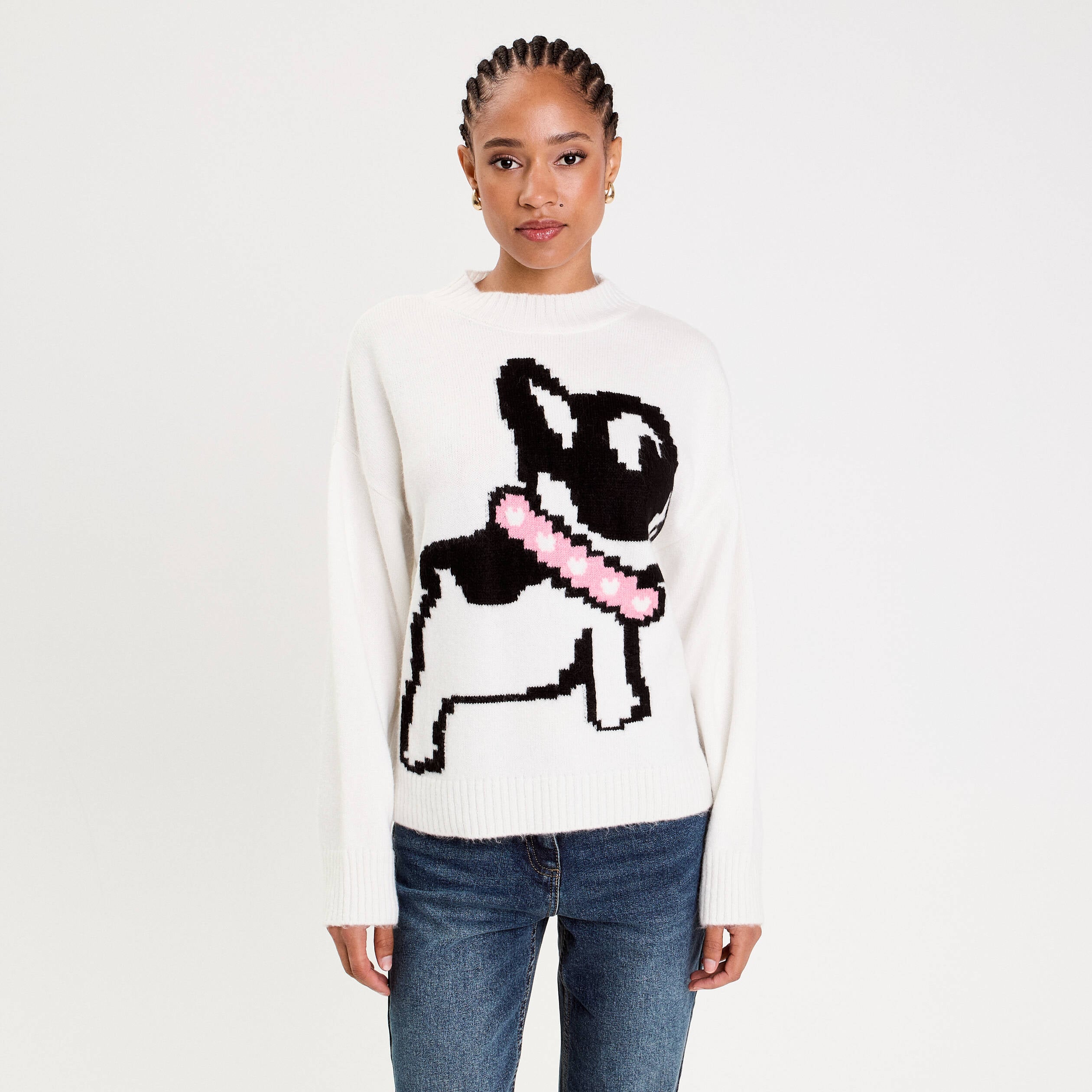 Pull manches longues ecru femme