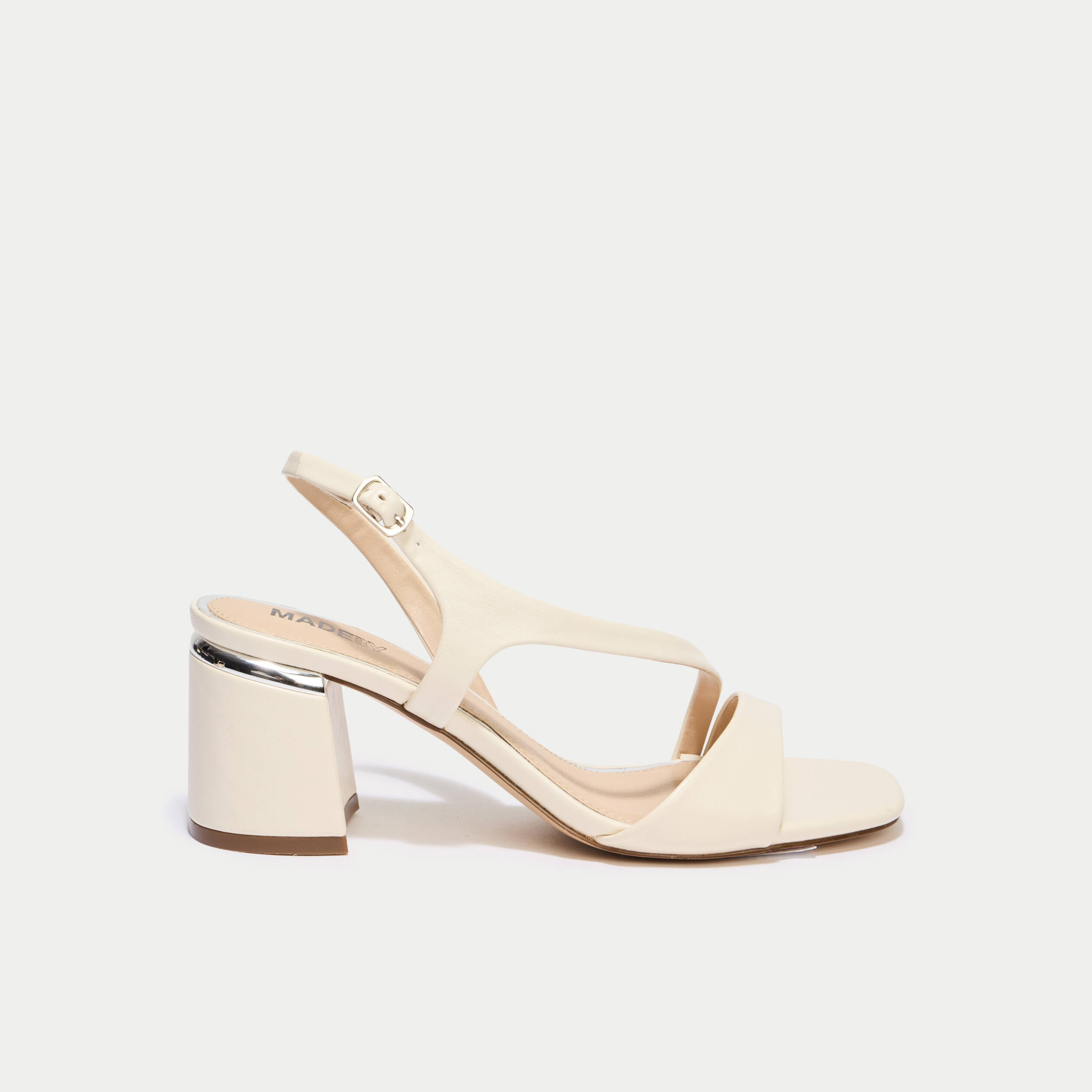 Sandales &agrave; talon ecru femme