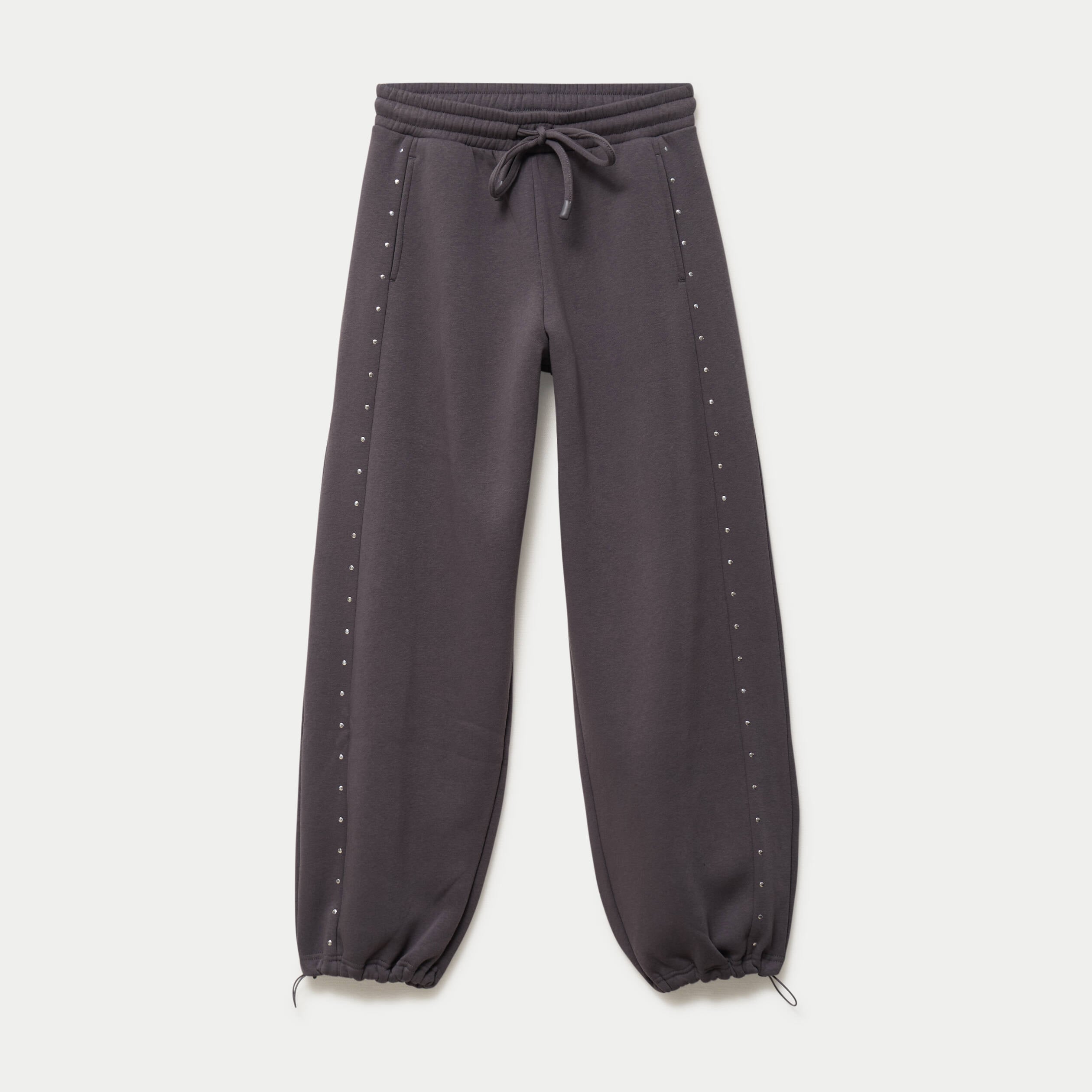 Jegging taille basse d&eacute;tails clout&eacute;s gris fonc&eacute; femme