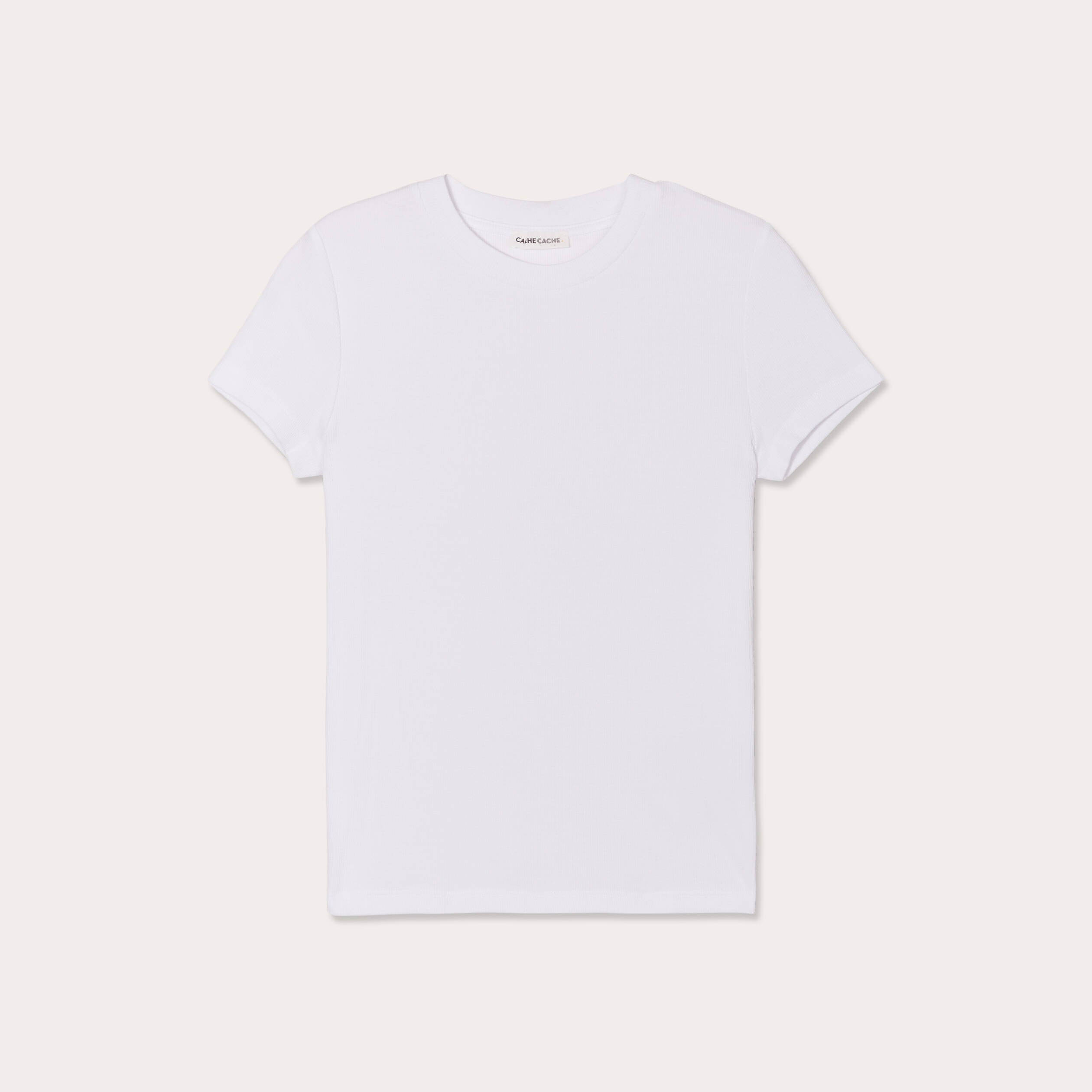 T-shirt c&ocirc;tel&eacute; ajust&eacute; manches courtes blanc femme