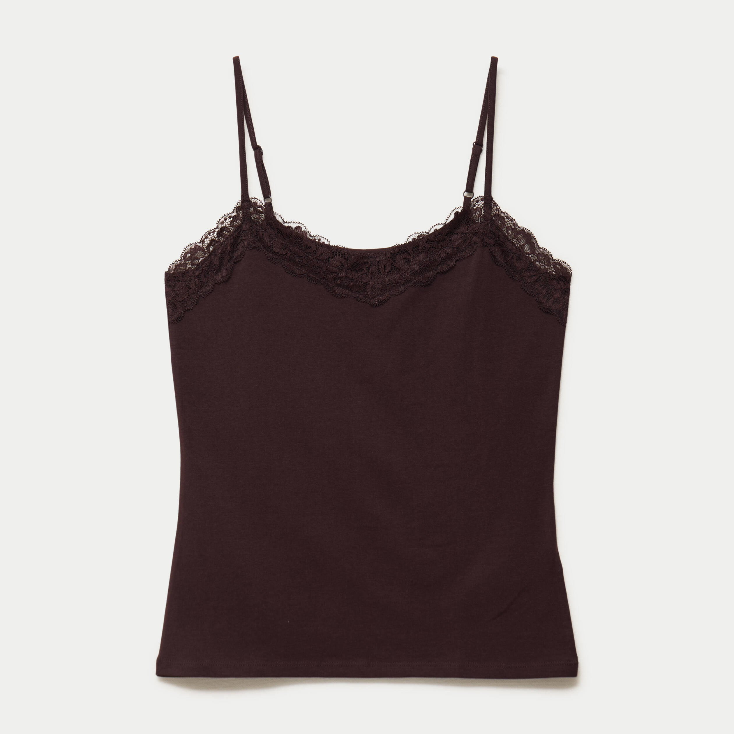 D&eacute;bardeur ajust&eacute; d&eacute;collet&eacute; dentelle marron femme