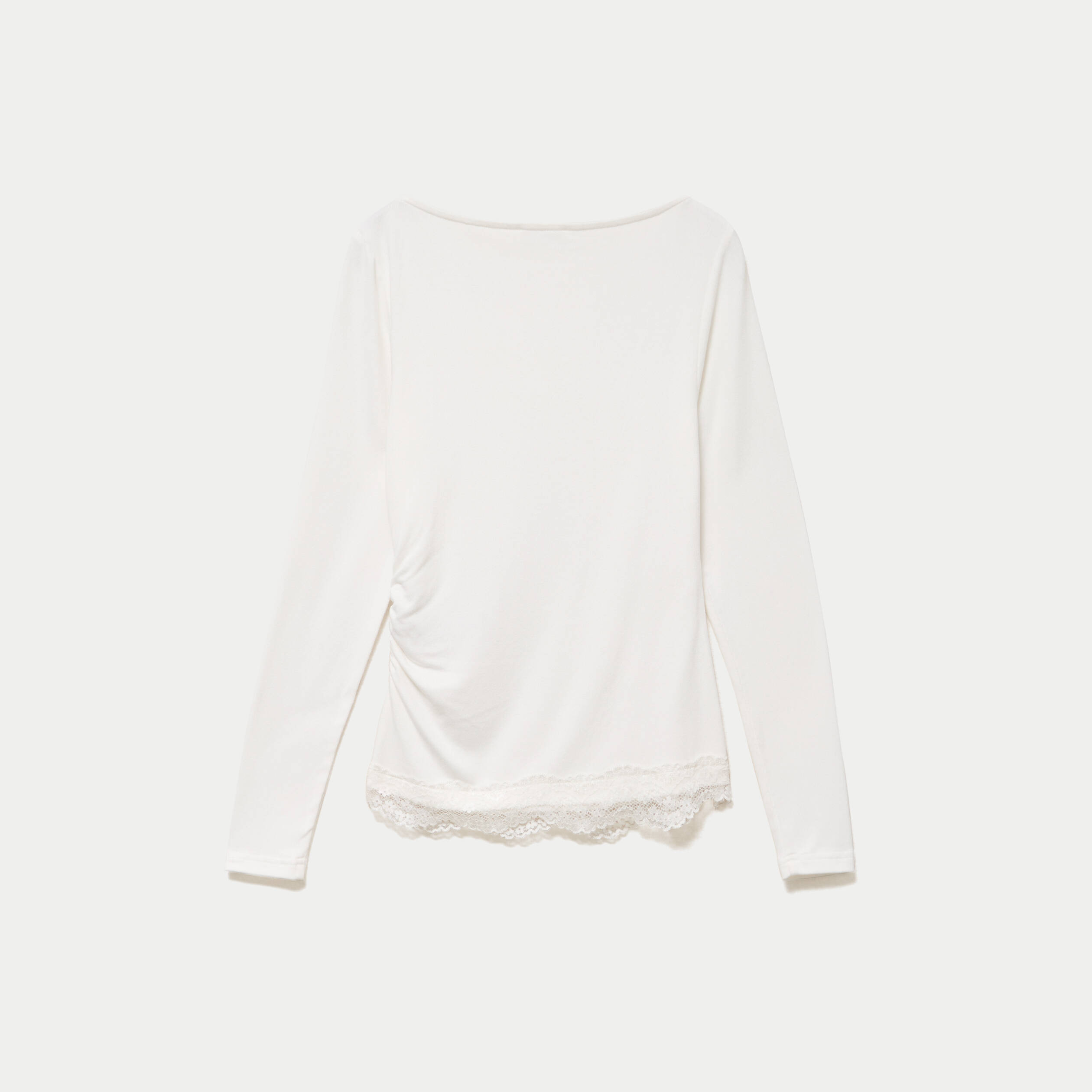 Doudou ajust&eacute; col bateau manches longues ecru femme