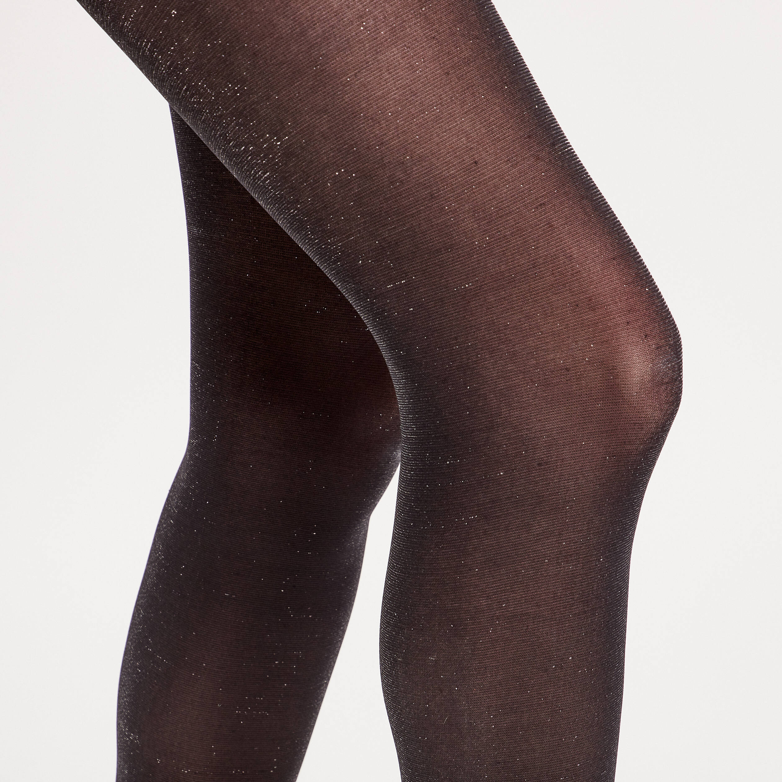 Collants fils m&eacute;tallis&eacute;s noir femme