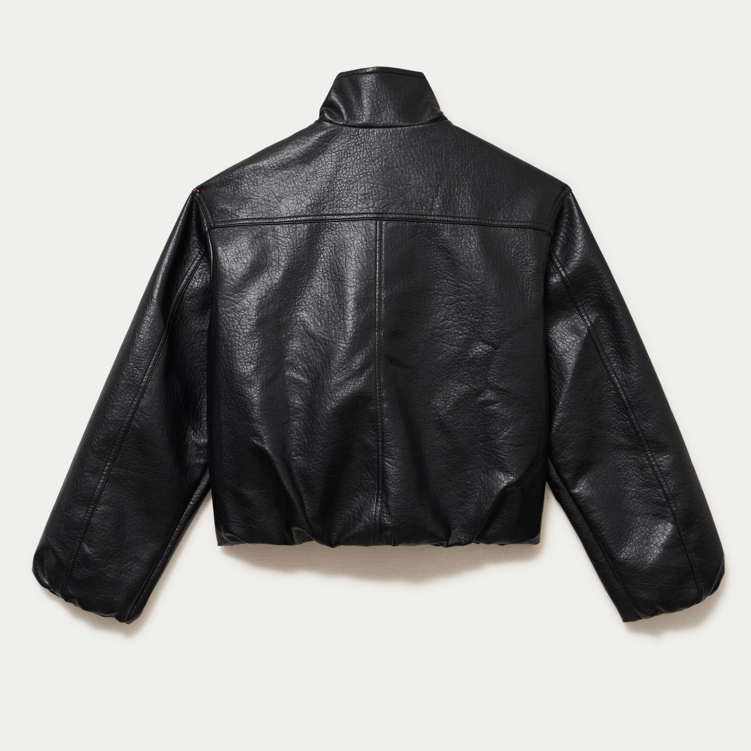Veste oversize cropped similicuir noir femme