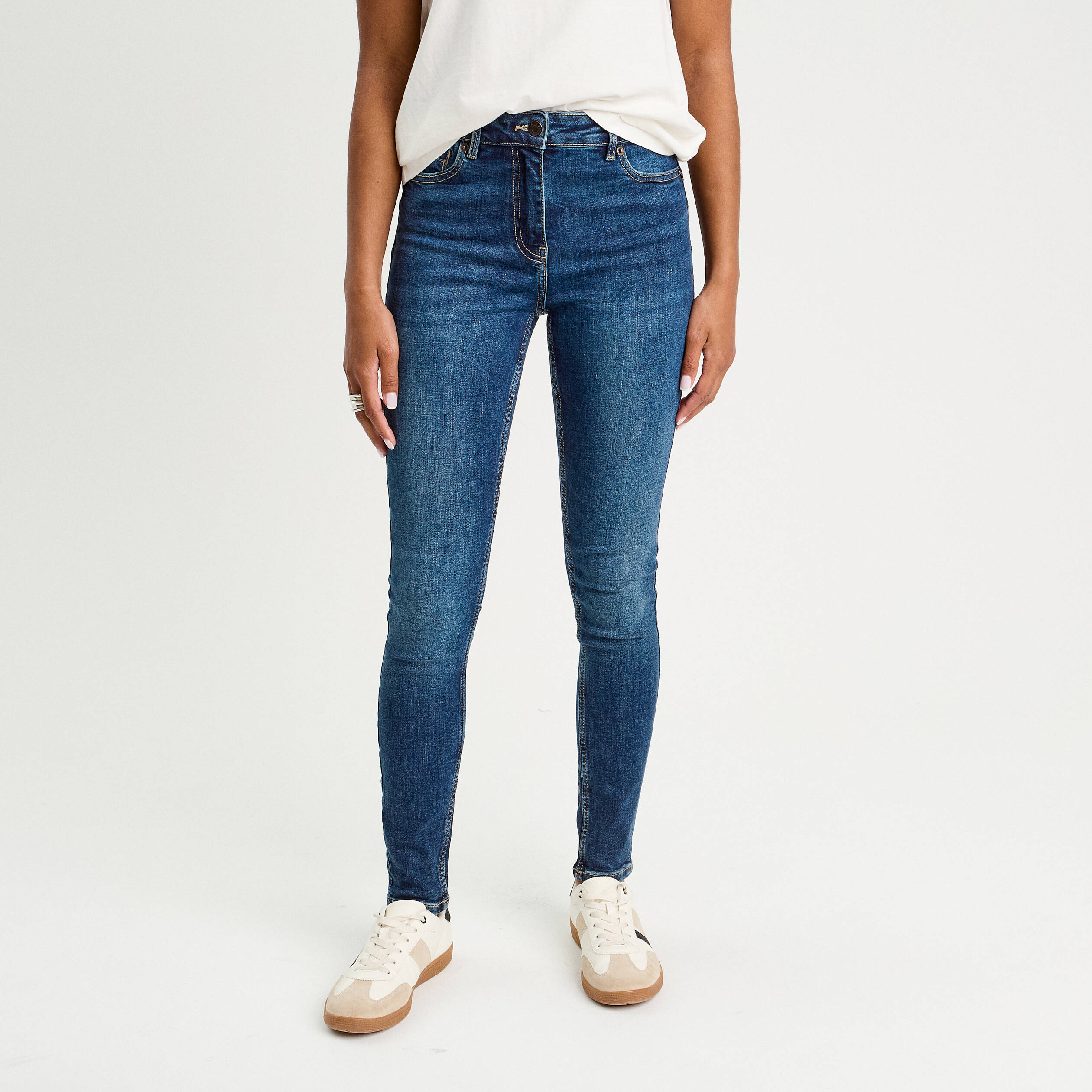 Jean skinny push-up taille standard denim stone femme