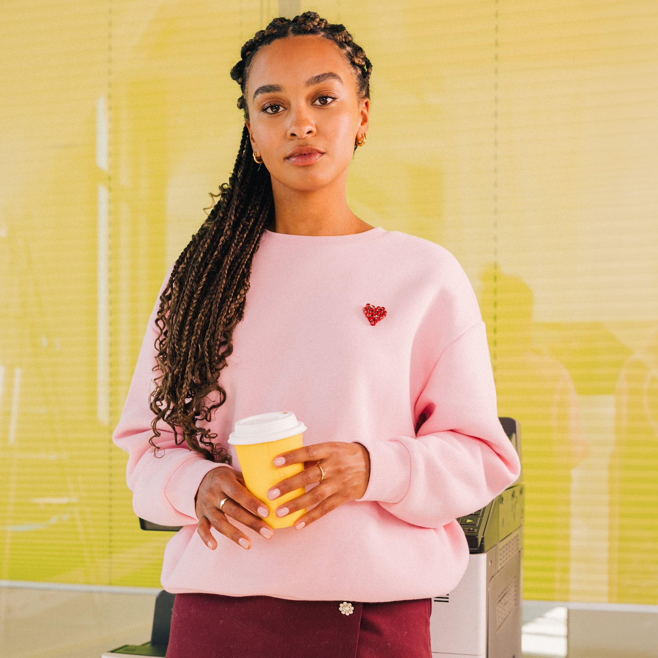 Sweat oversize col rond manches longues rose clair femme