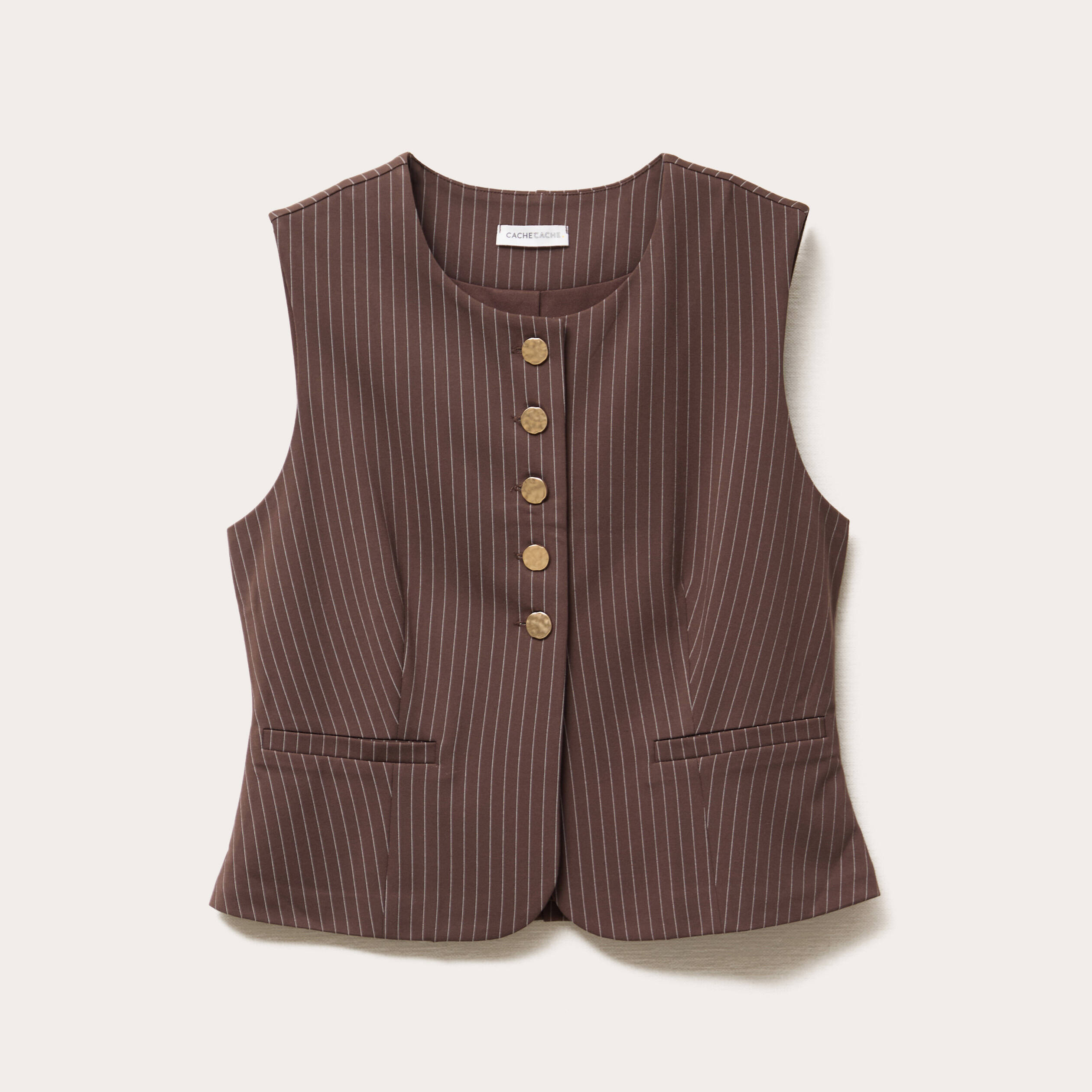 Veston sans manches marron chocolat femme