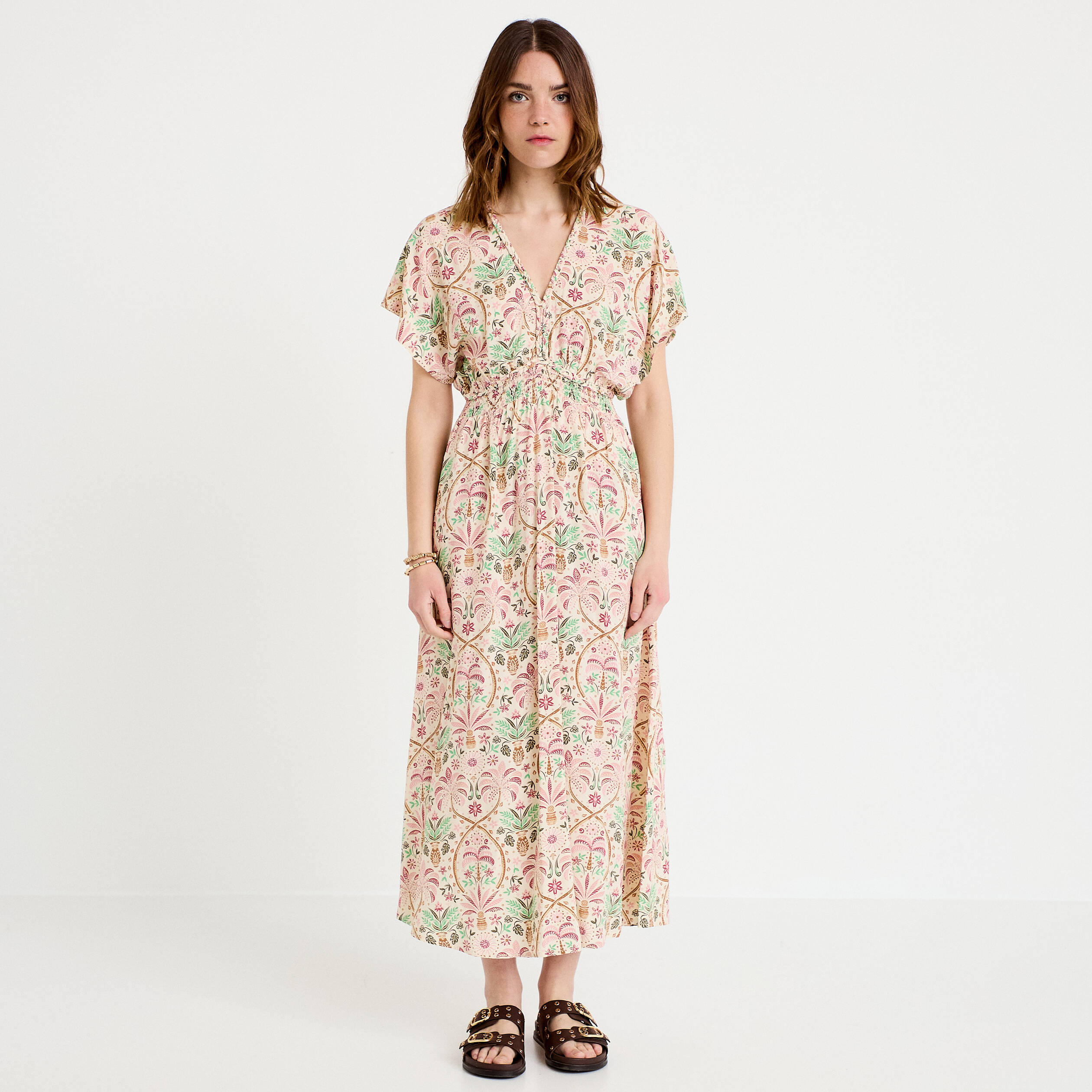 Robe longues manches courtes blanc femme